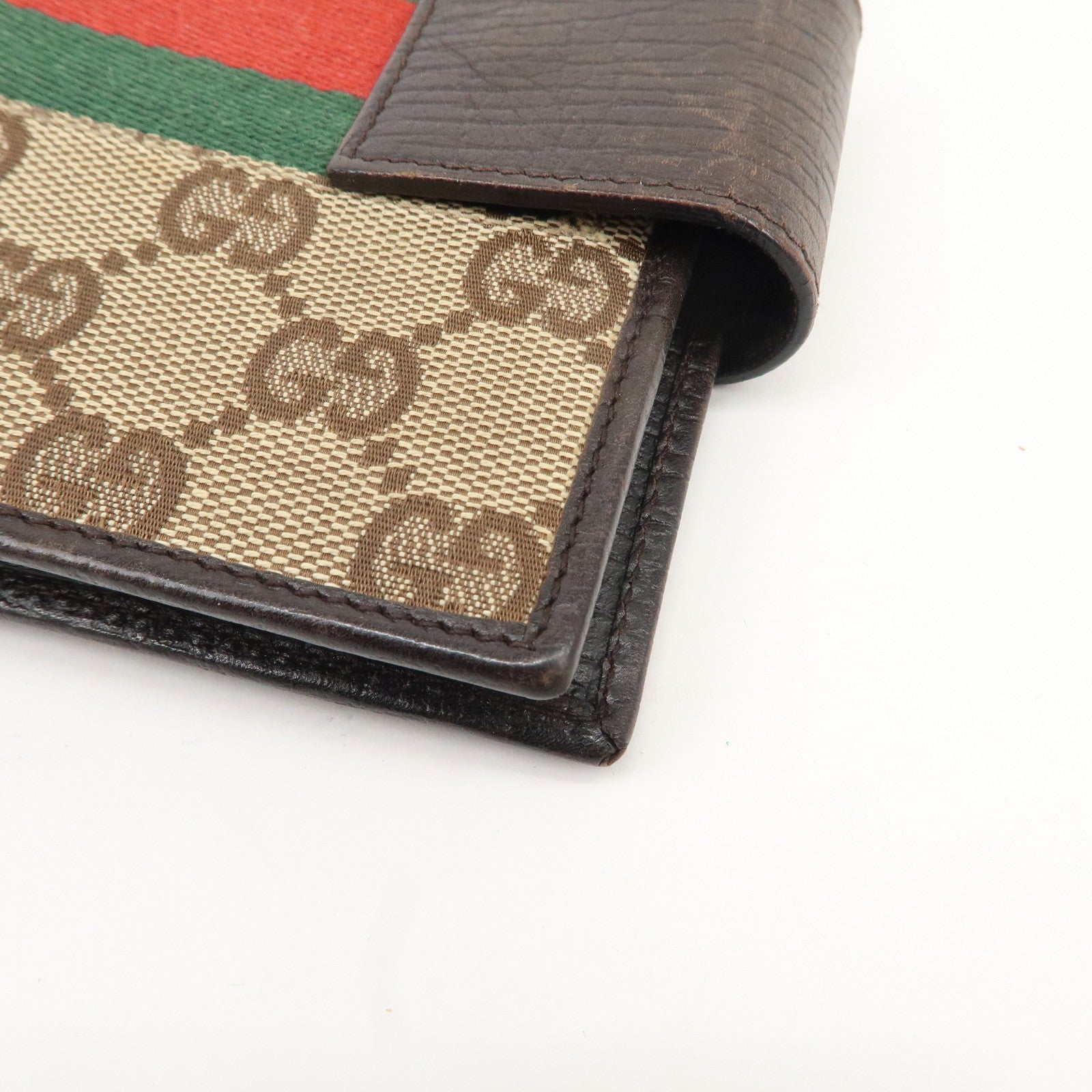 GUCCI Sherry GG Canvas Leather Notebook Cover Planner Cover 115240