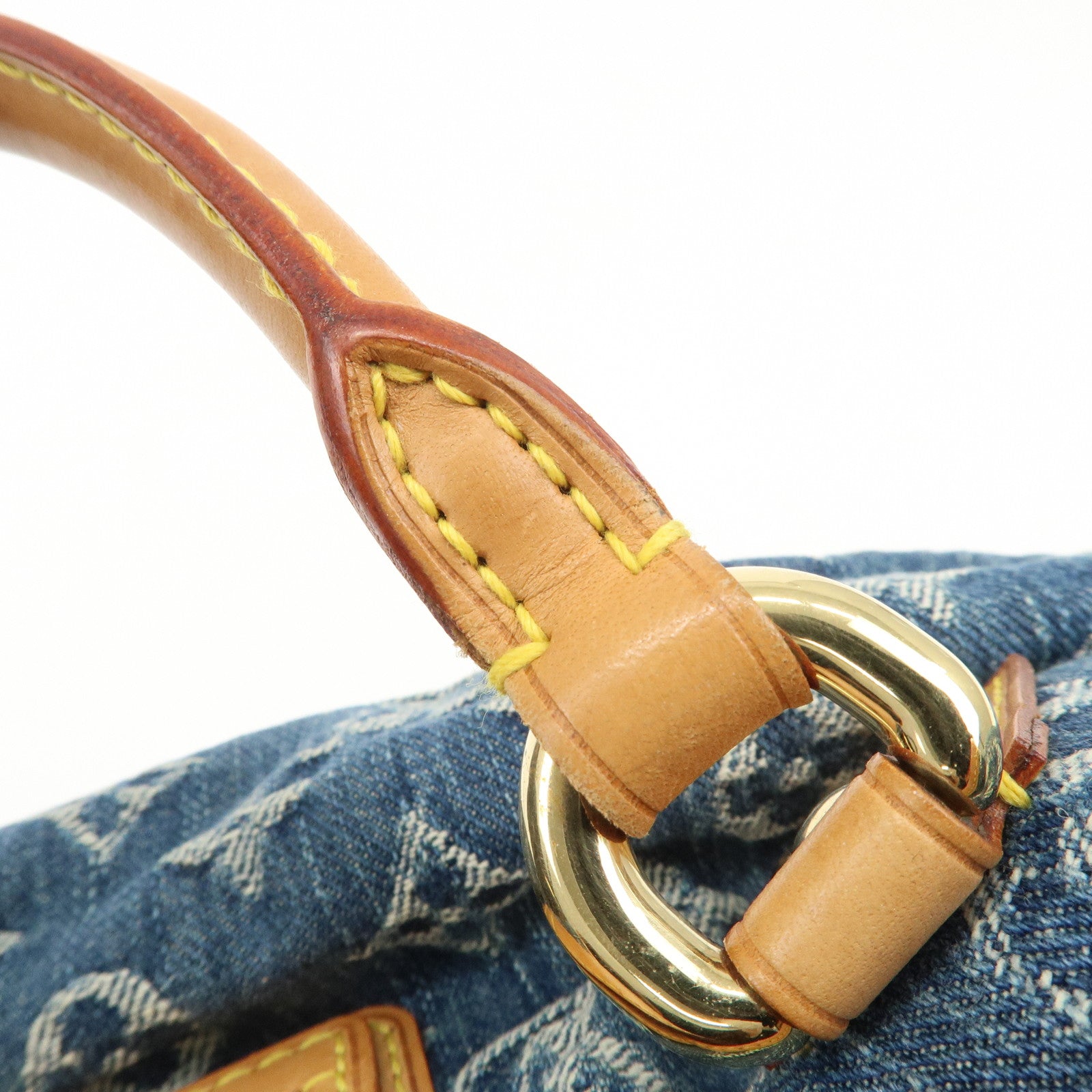 Louis Vuitton Monogram Denim Pleaty Hand Bag Blue M95020 Used