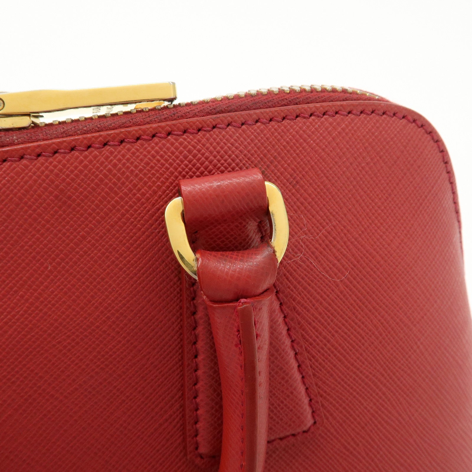 PRADA Promenade Saffiano Leather 2Way Shoulder Bag Red BL0838 Used