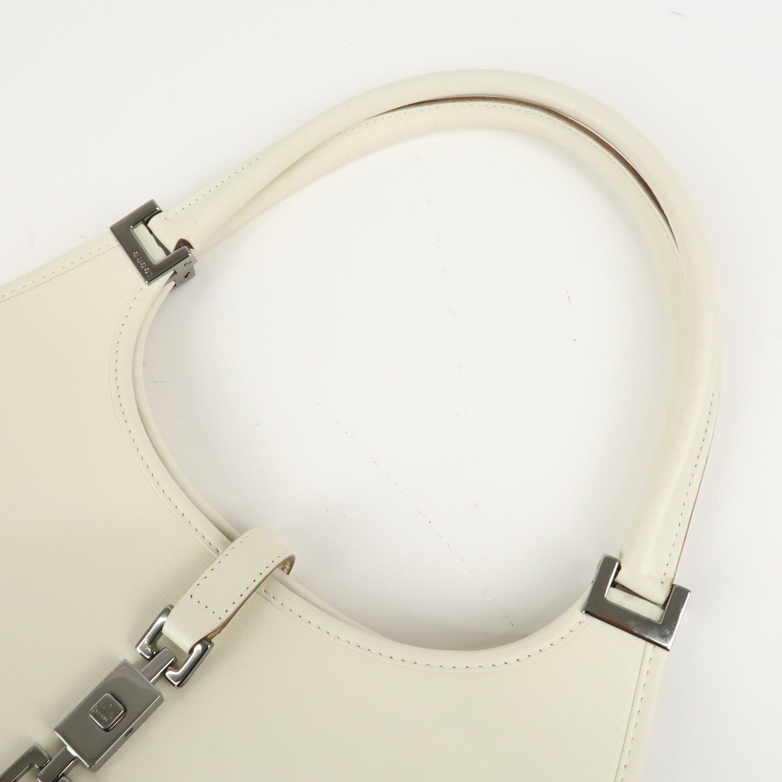 GUCCI Jackie Leather Shoulder Bag Hand Bag White 1721 Used