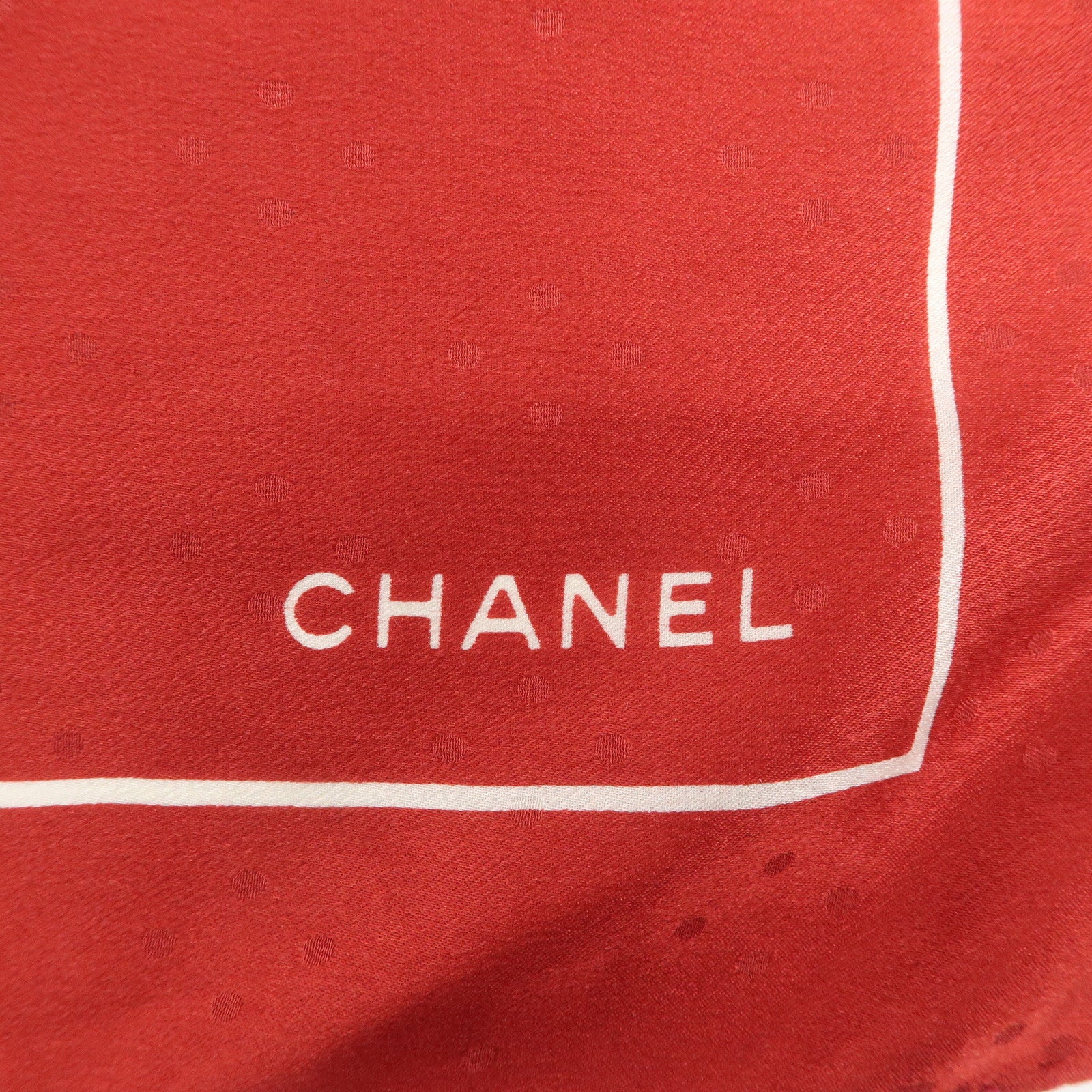 CHANEL Scarf Silk 100% Camelia 90×90 Red Used