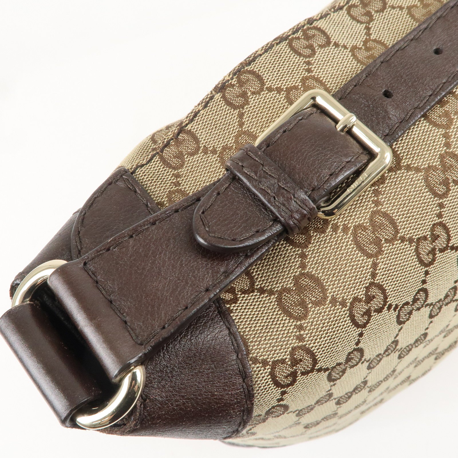 GUCCI GG Canvas Leather Shoulder Bag Beige Brown 203506