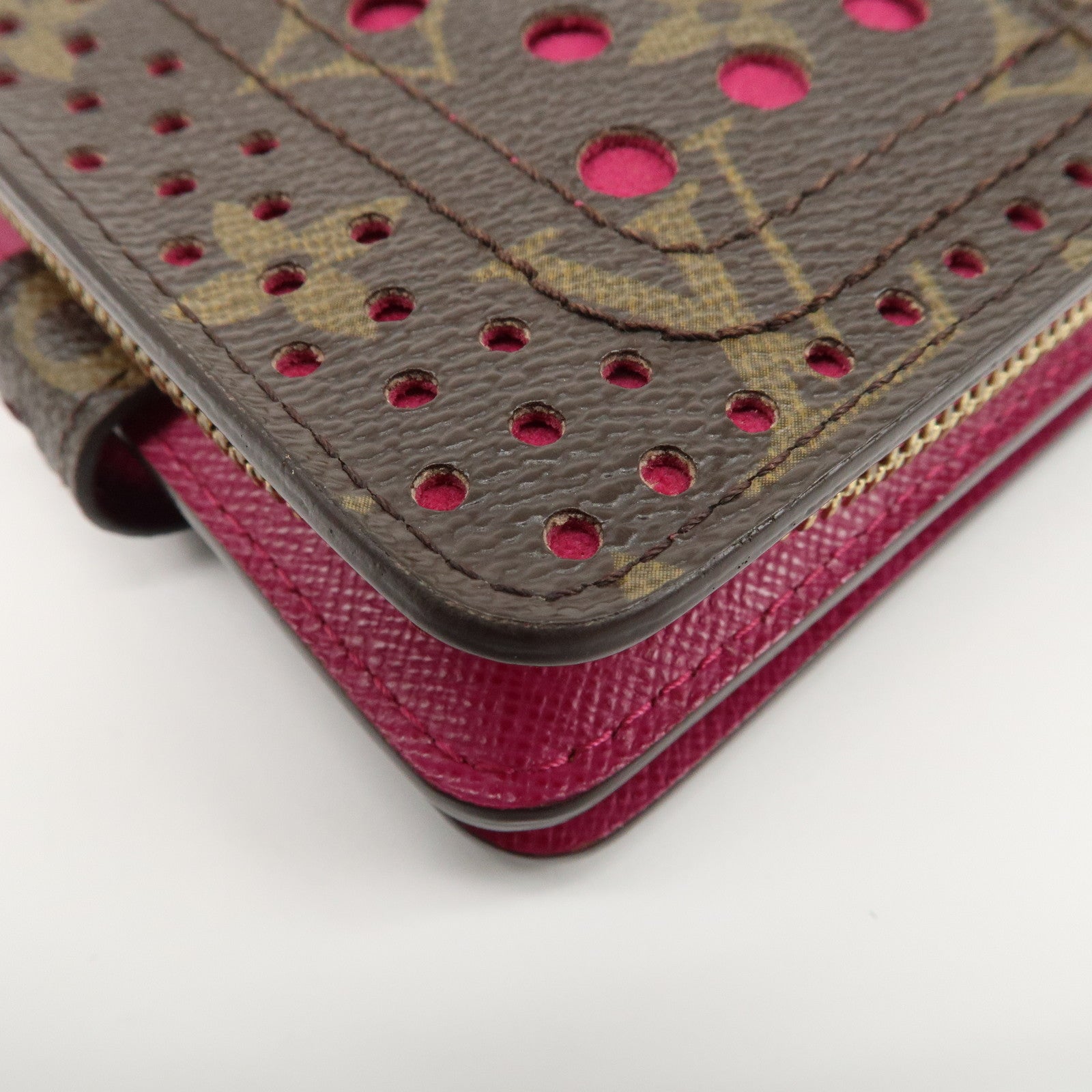 Louis Vuitton Monogram Perfor Compact Zip Wallet Fuchsia M95188 Used