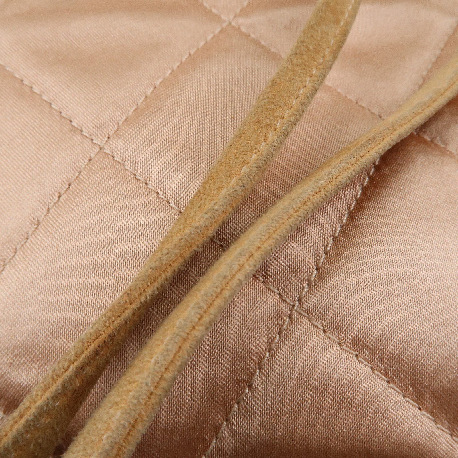 CHANEL Matelasse Satin Suede Back Pack Ruck Sack Pink Beige