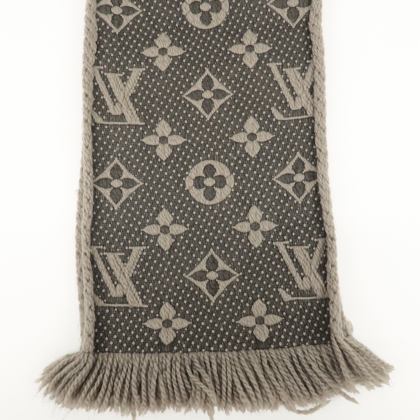 Louis Vuitton Escharpe Logo Mania Cashmere Scarf Gray 413287 Used