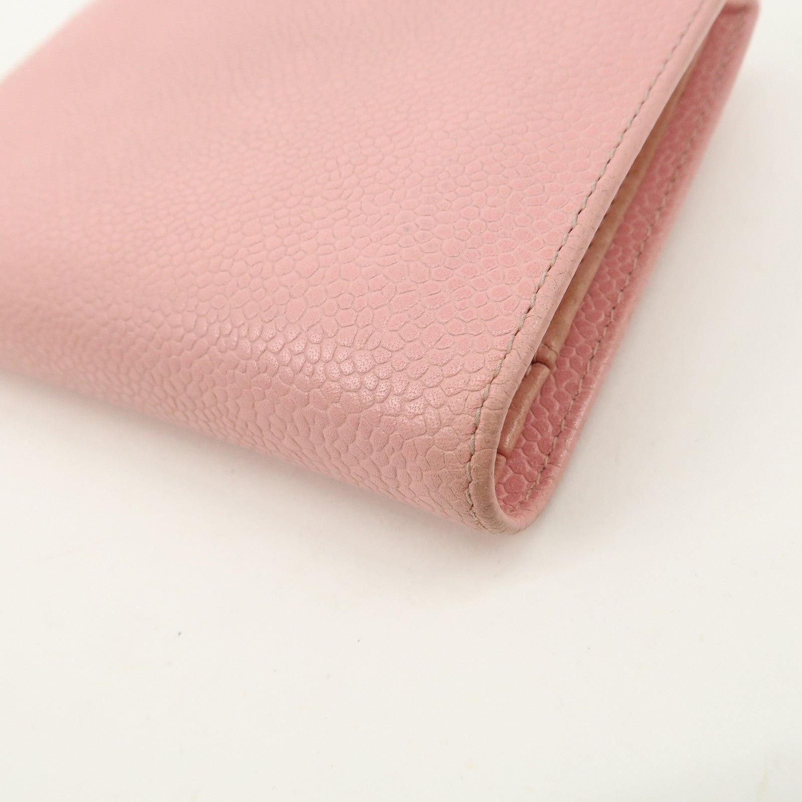 CHANEL Caviar Skin Coco Mark Bi-fold Small Wallet Pink A13497