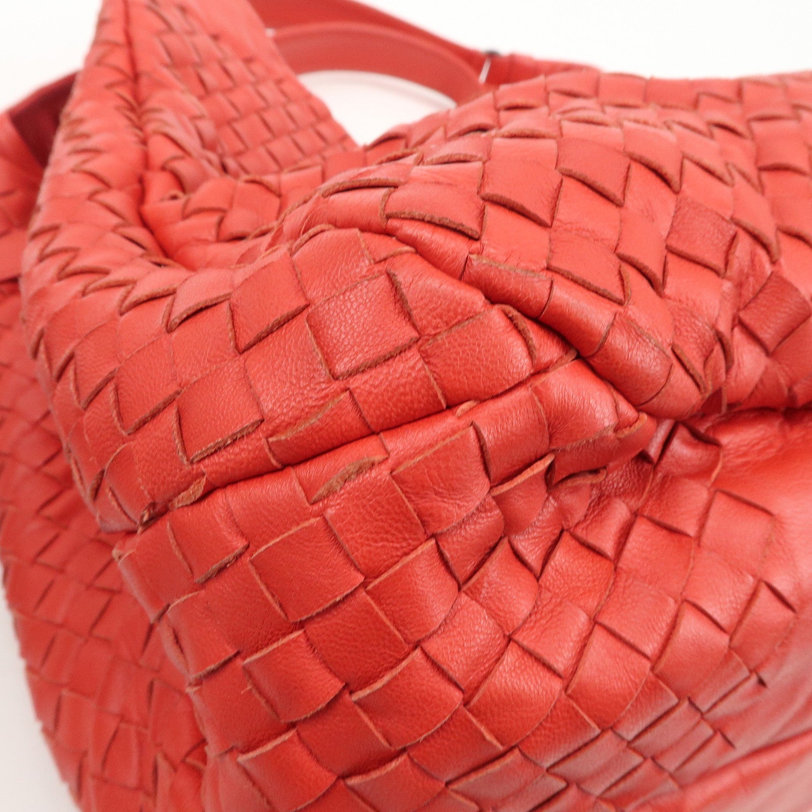 BOTTEGA VENETA Intrecciato Leather Campana Toto Bag Shoulder Bag Red