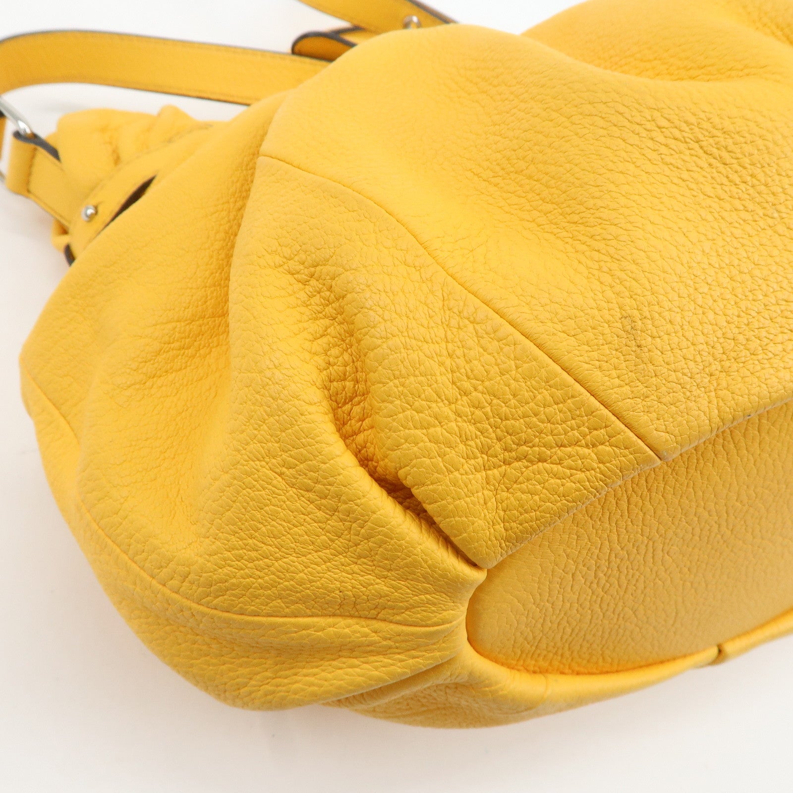 CELINE Leather 2way Pillow Bag Shoulder Bag Hand Bag Yellow Used