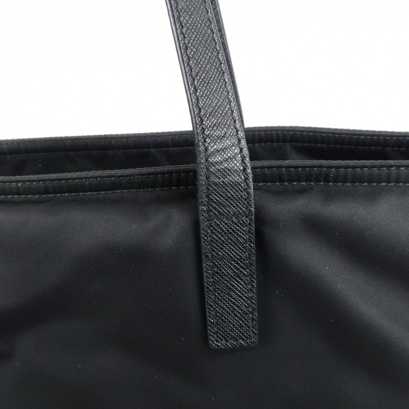 PRADA Logo Nylon Leather Tote Bag NERO Black 1BG052