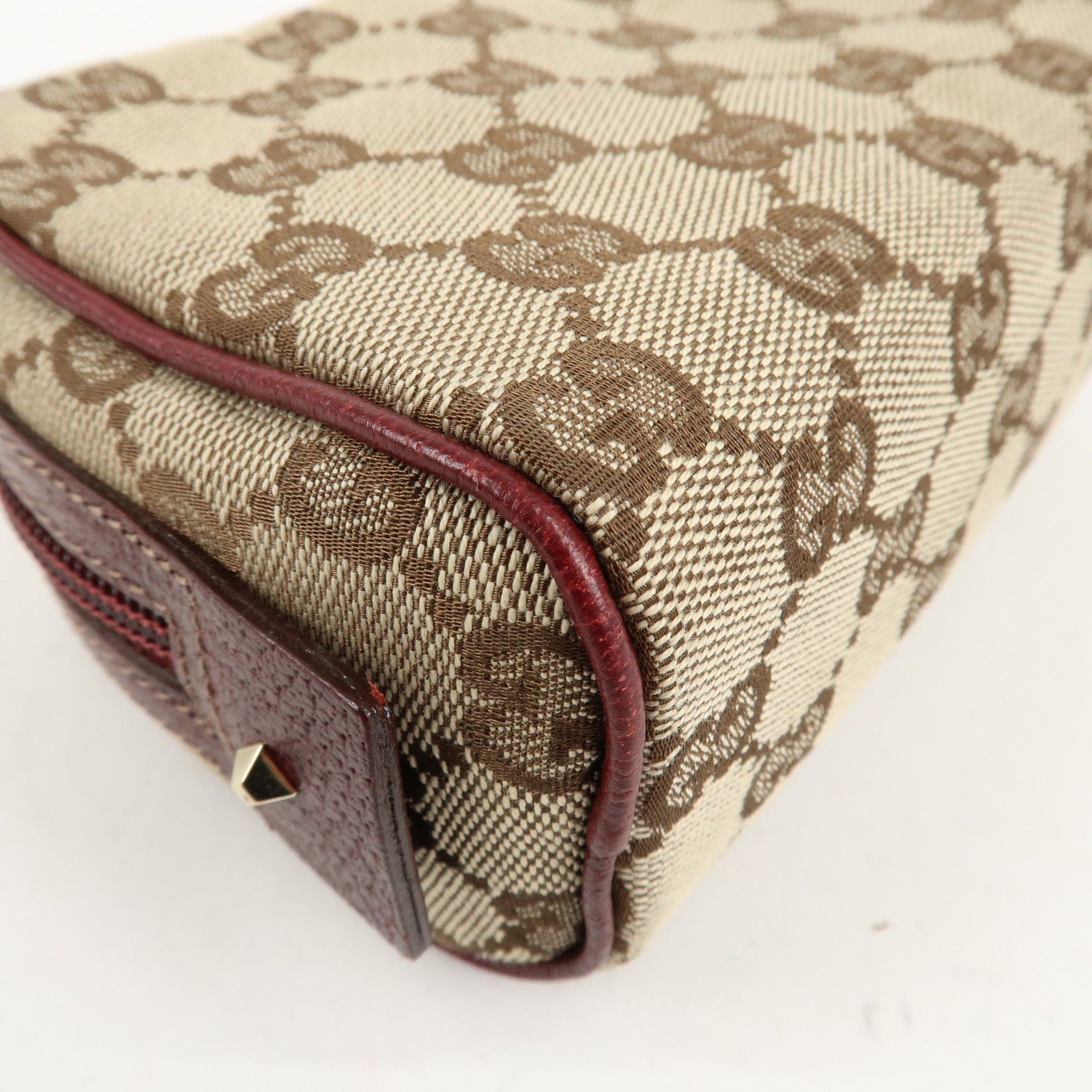 GUCCI GG Canvas Cosmetic Pouch Beige Bordeaux 120978