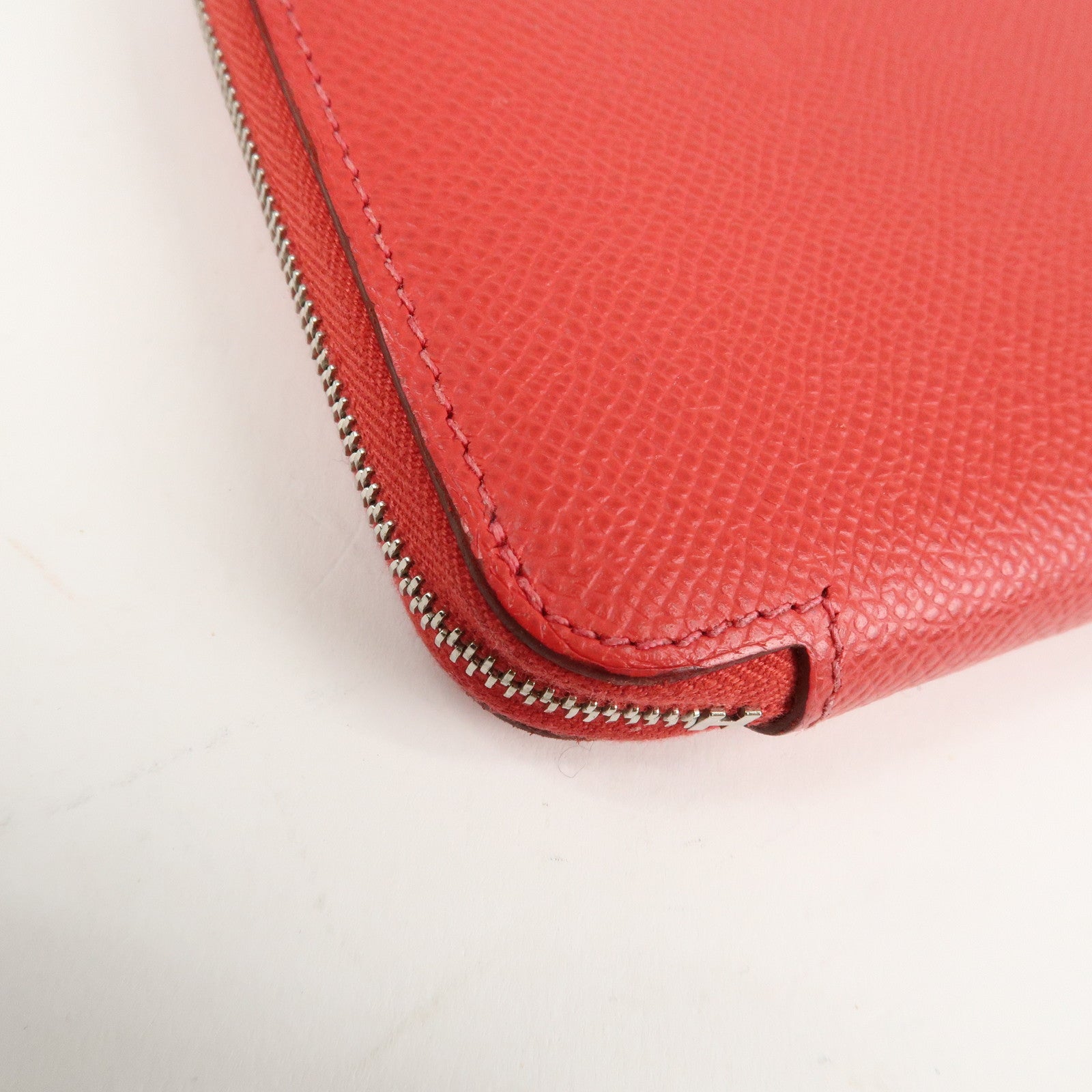 HERMES Leather Veau Epsom Azap Long Silkin Wallet Red Used