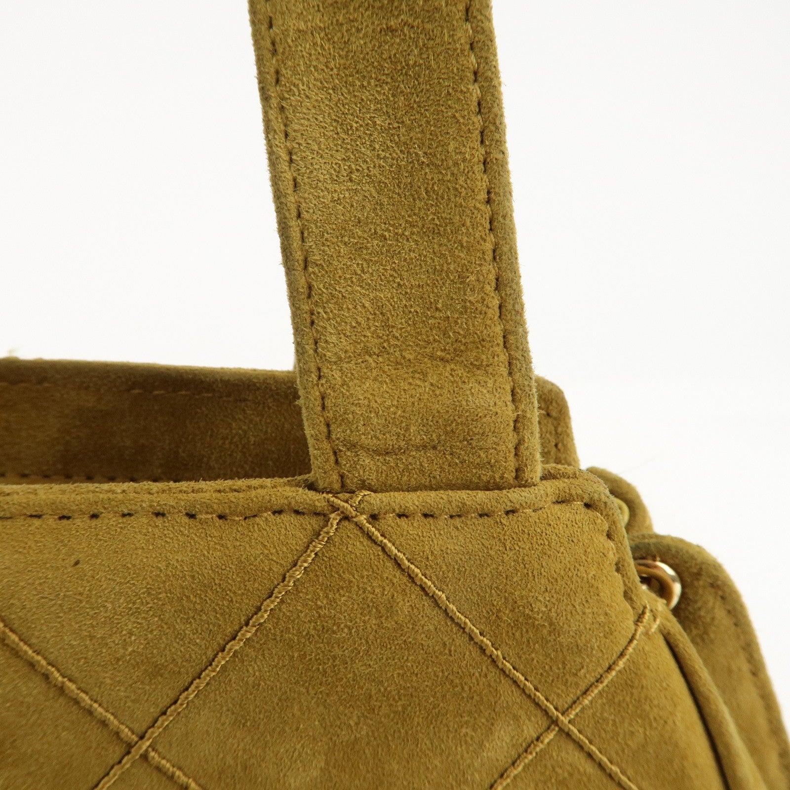 CHANEL Suede Shoulder Bag Hand Bag Mustard Gold Hardware