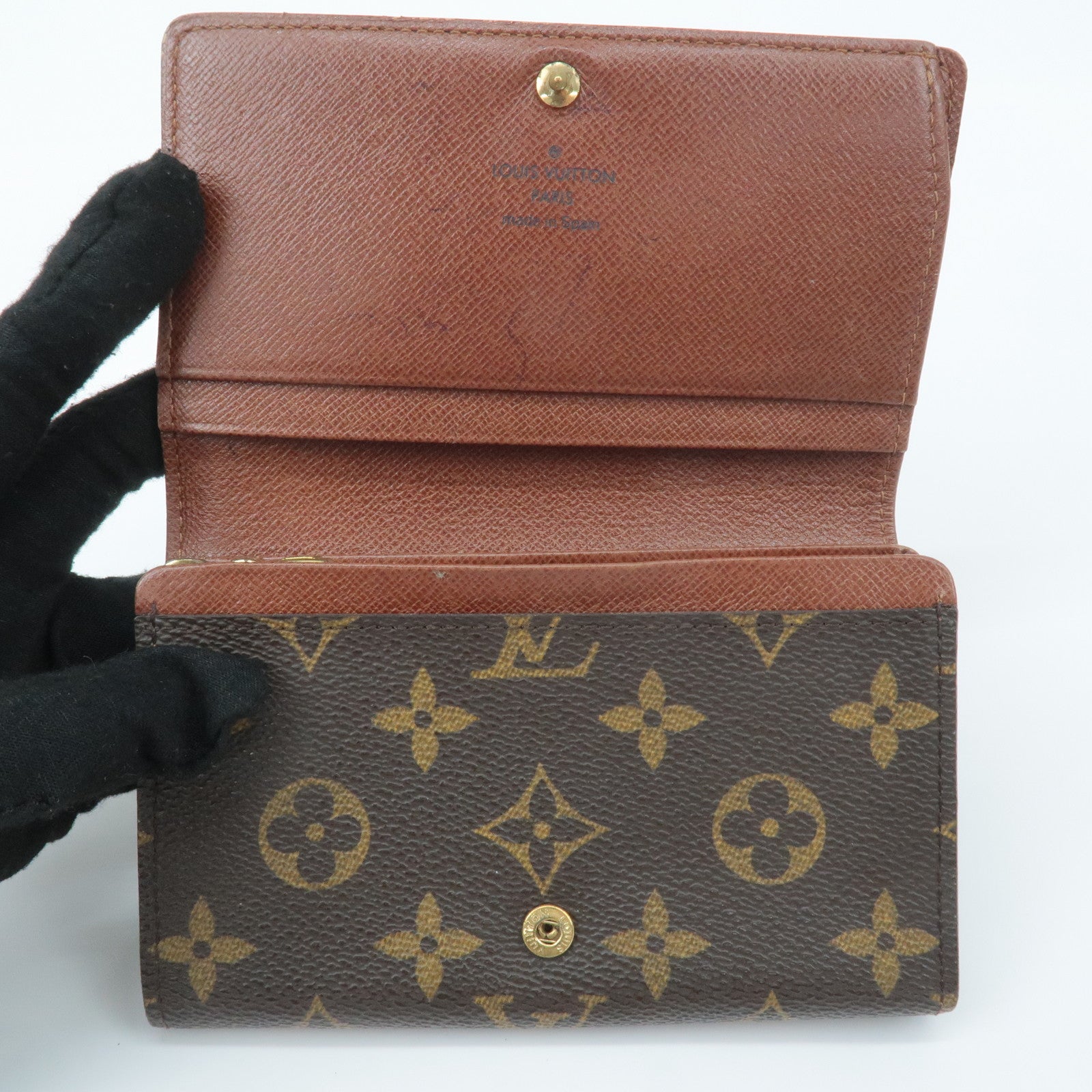 Louis Vuitton Set of 2 Monogram Porte Monnaie Portefeuil Wallet Used