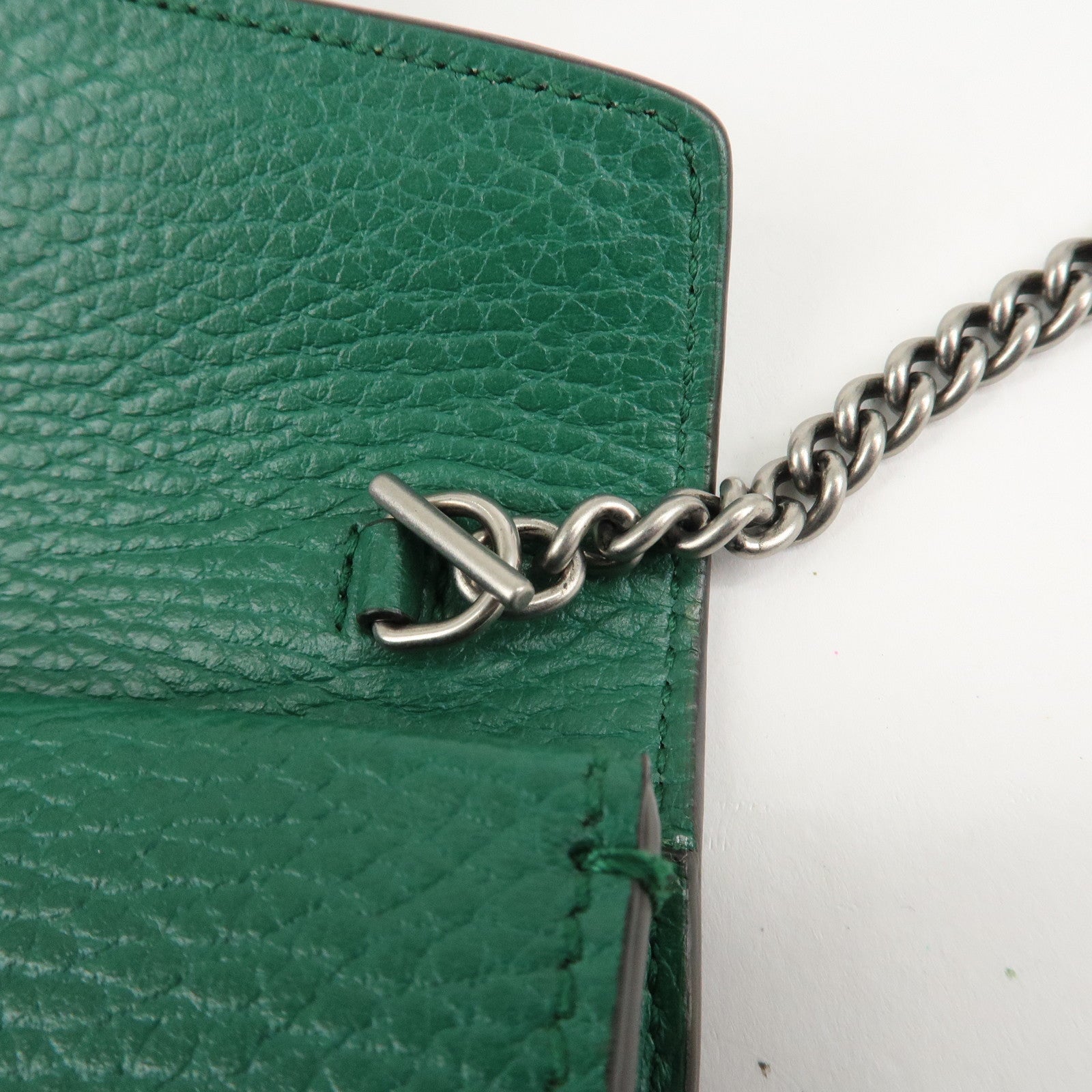 GUCCI Duonissos Leather Chain Shoulder Bag Green 476432