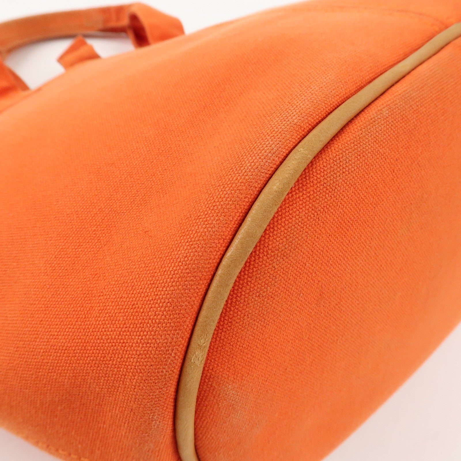 HERMES Canvas Leather Panied Plage PM Tote Bag Orange