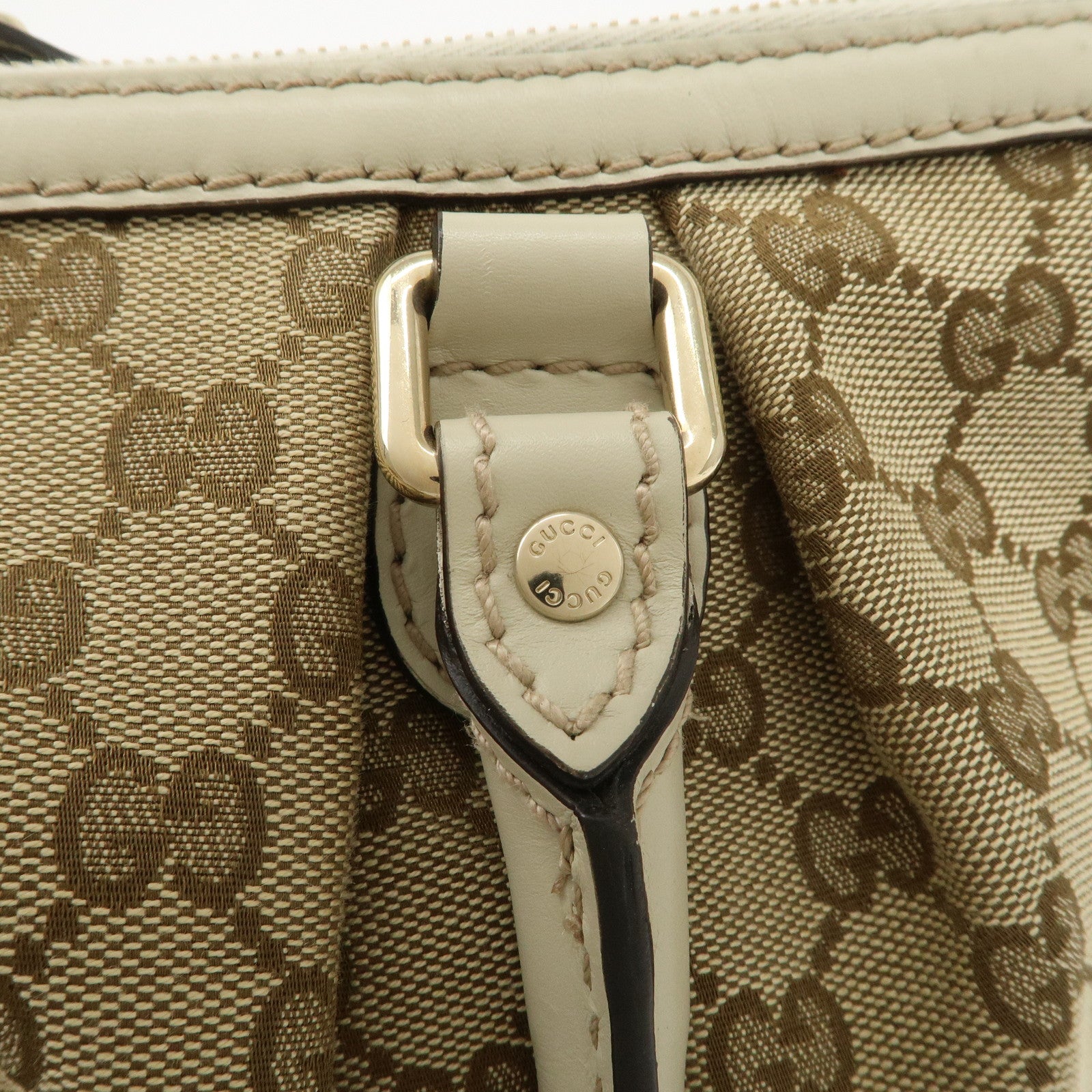 GUCCI Sukey GG Canvas Leather 2Way Bag Hand Bag Beige Ivory Used