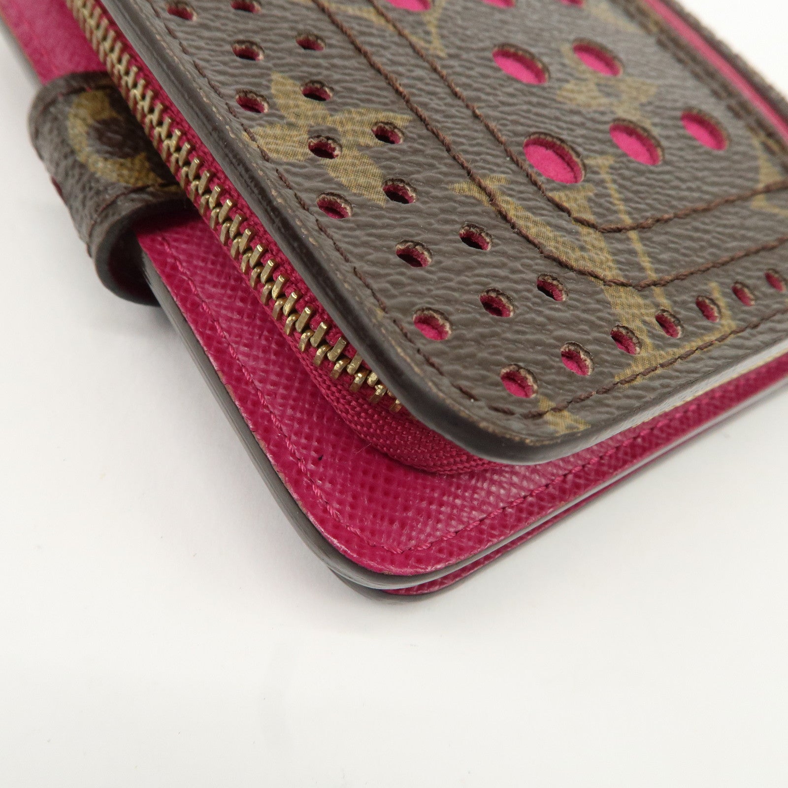 Louis Vuitton Monogram Perfor Compact Zip Wallet Fuchsia M95188