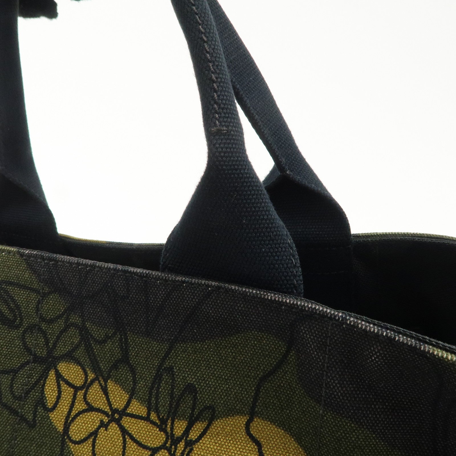 PRADA Logo Canapa Large Canvas Tote Hand Bag Camouflage BN1872 Used