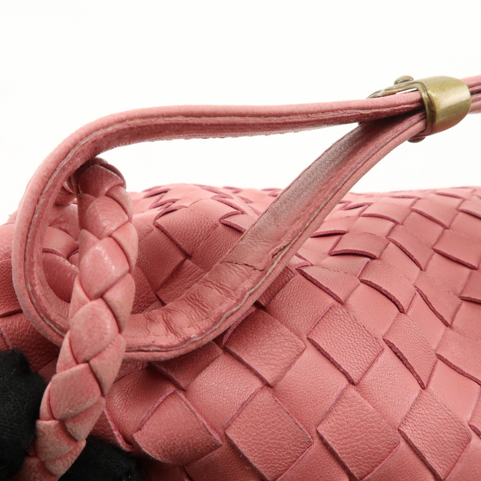 BOTTEGA VENETA Intrecciato Leather Shoulder Bag Pink 162117