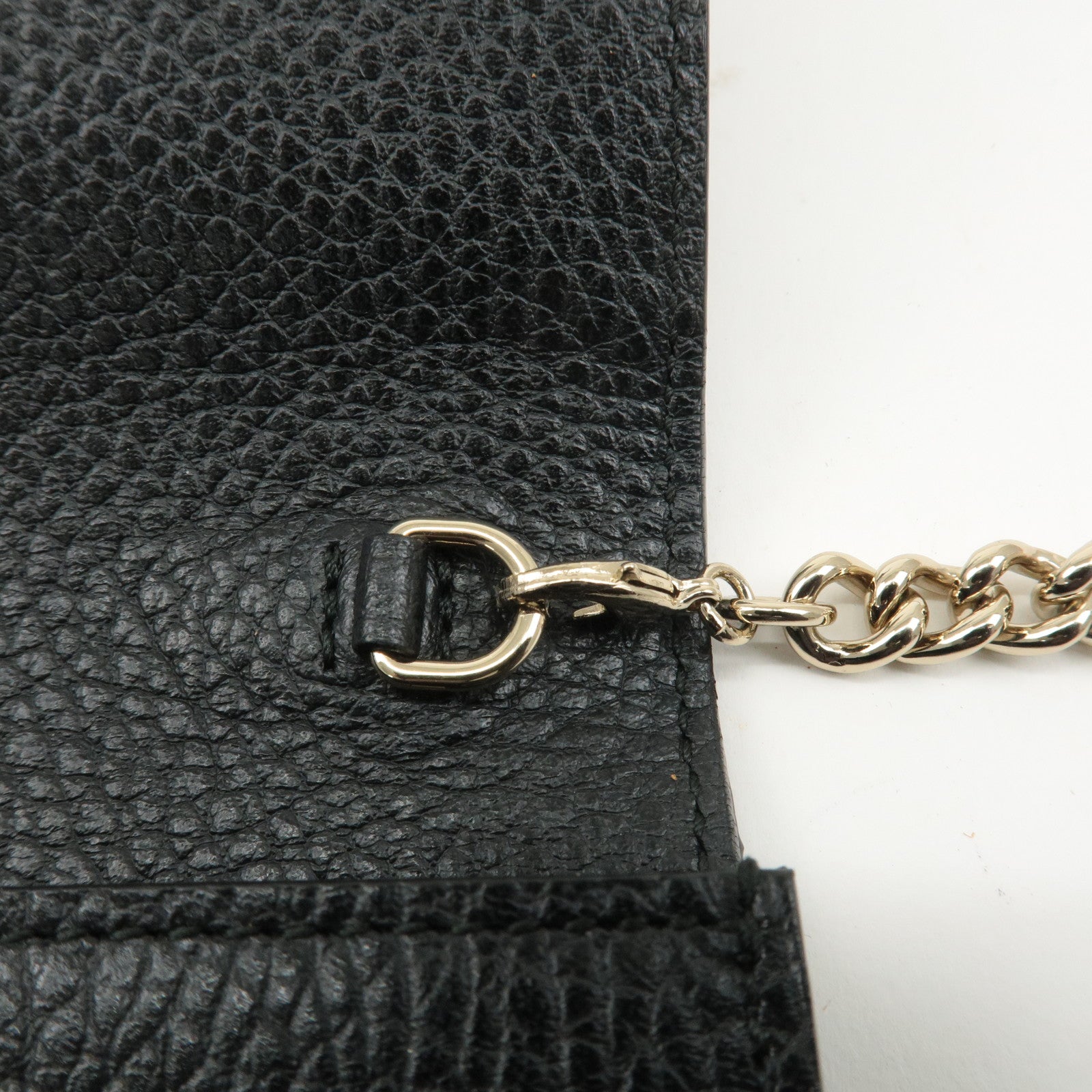 GUCCI Interlocking G Leather Chain Wallet Black 466506