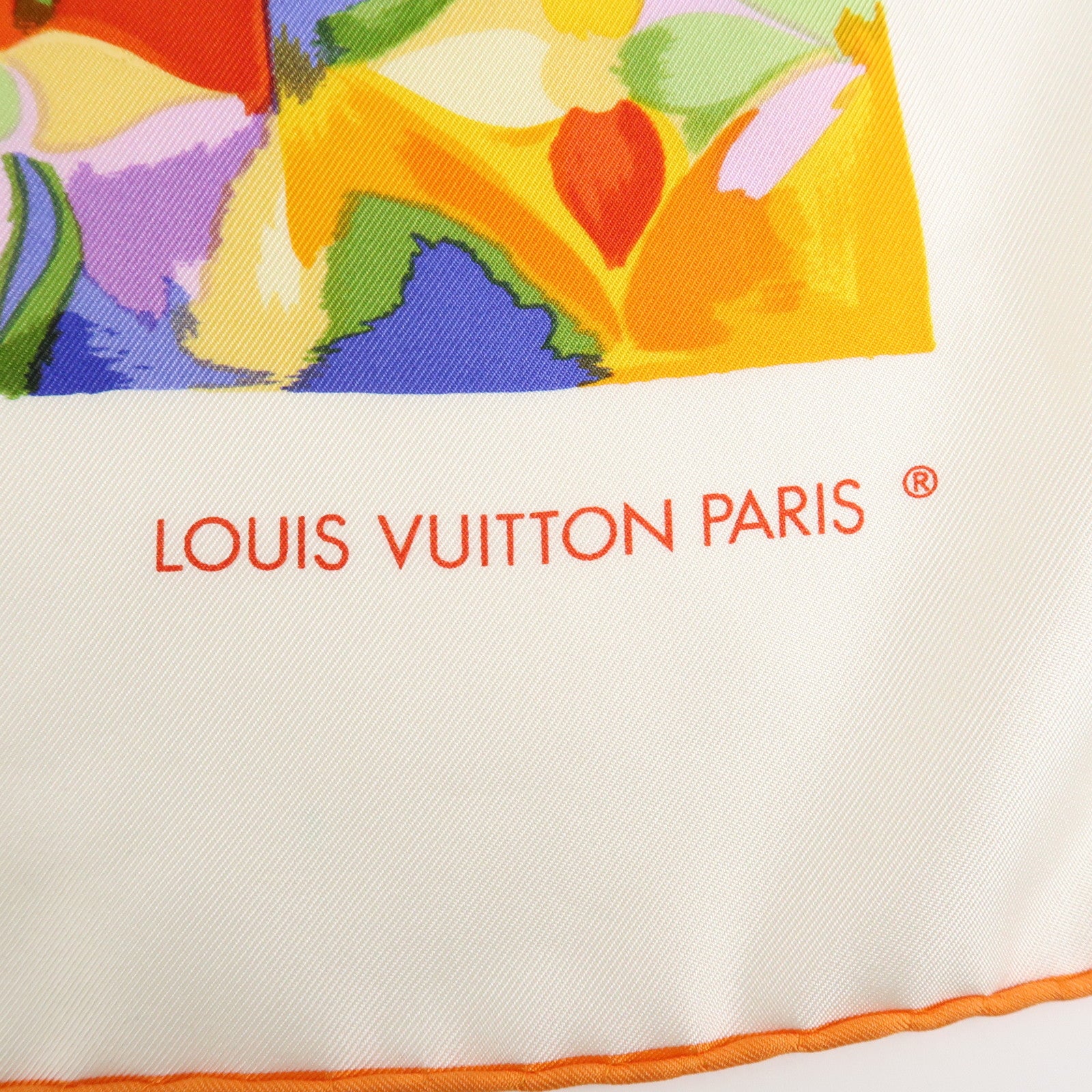 Louis Vuitton Carre Silk 100% Scarf Au fil du temps White Used