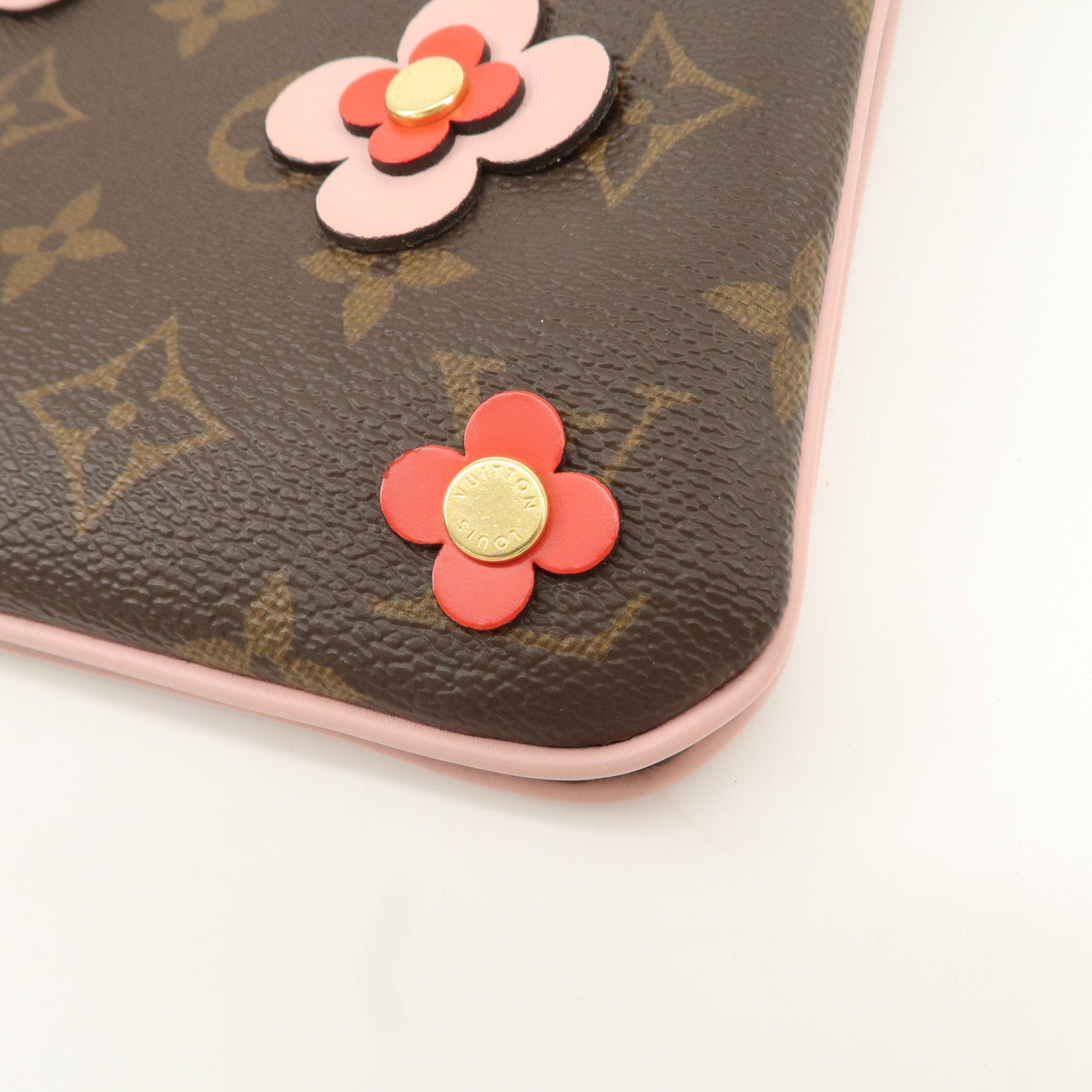 Louis Vuitton Monogram Pochette Double Zip Bag FLower M63905 Used