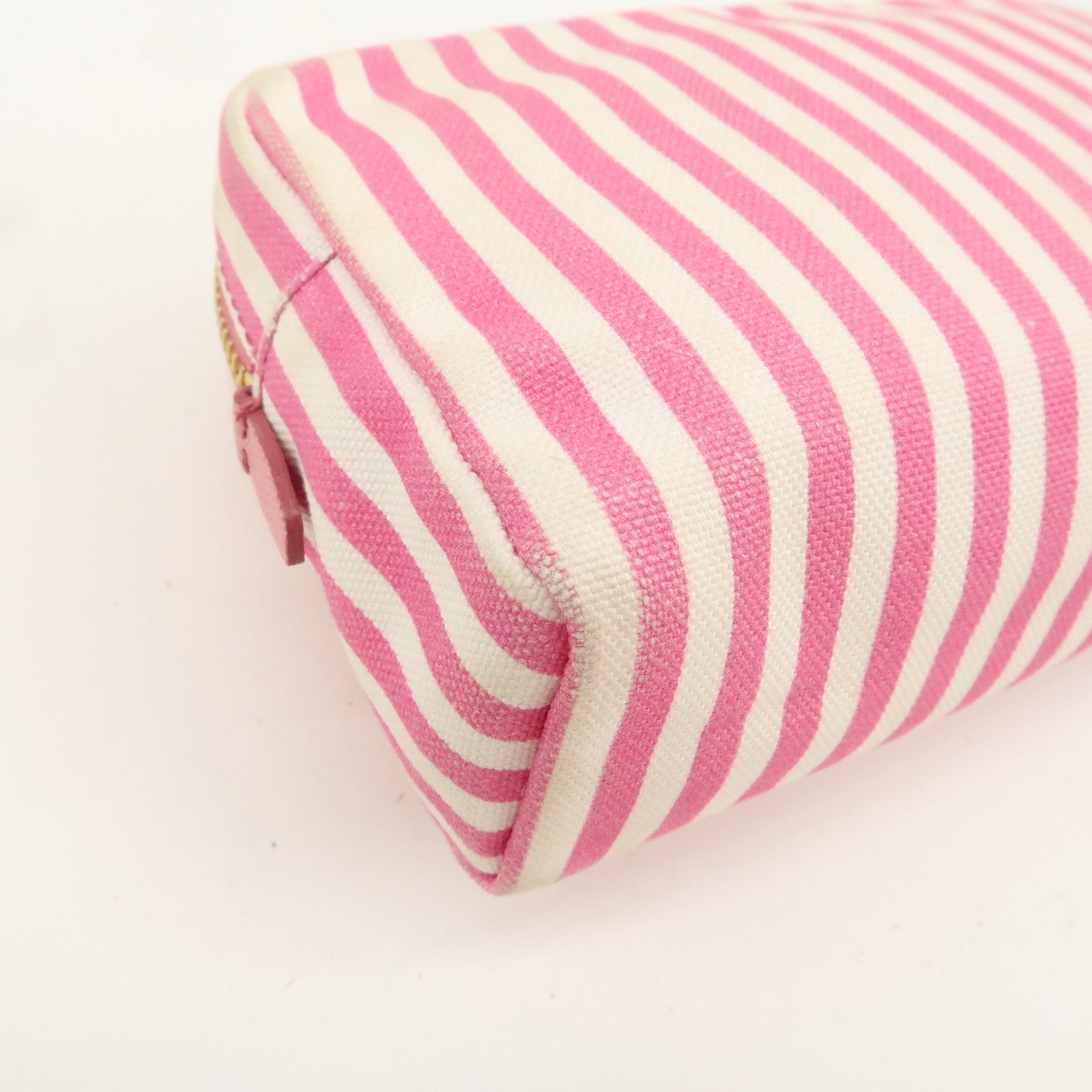 PRADA Capana Canvas Pouch Pink White Stripe 1NA021