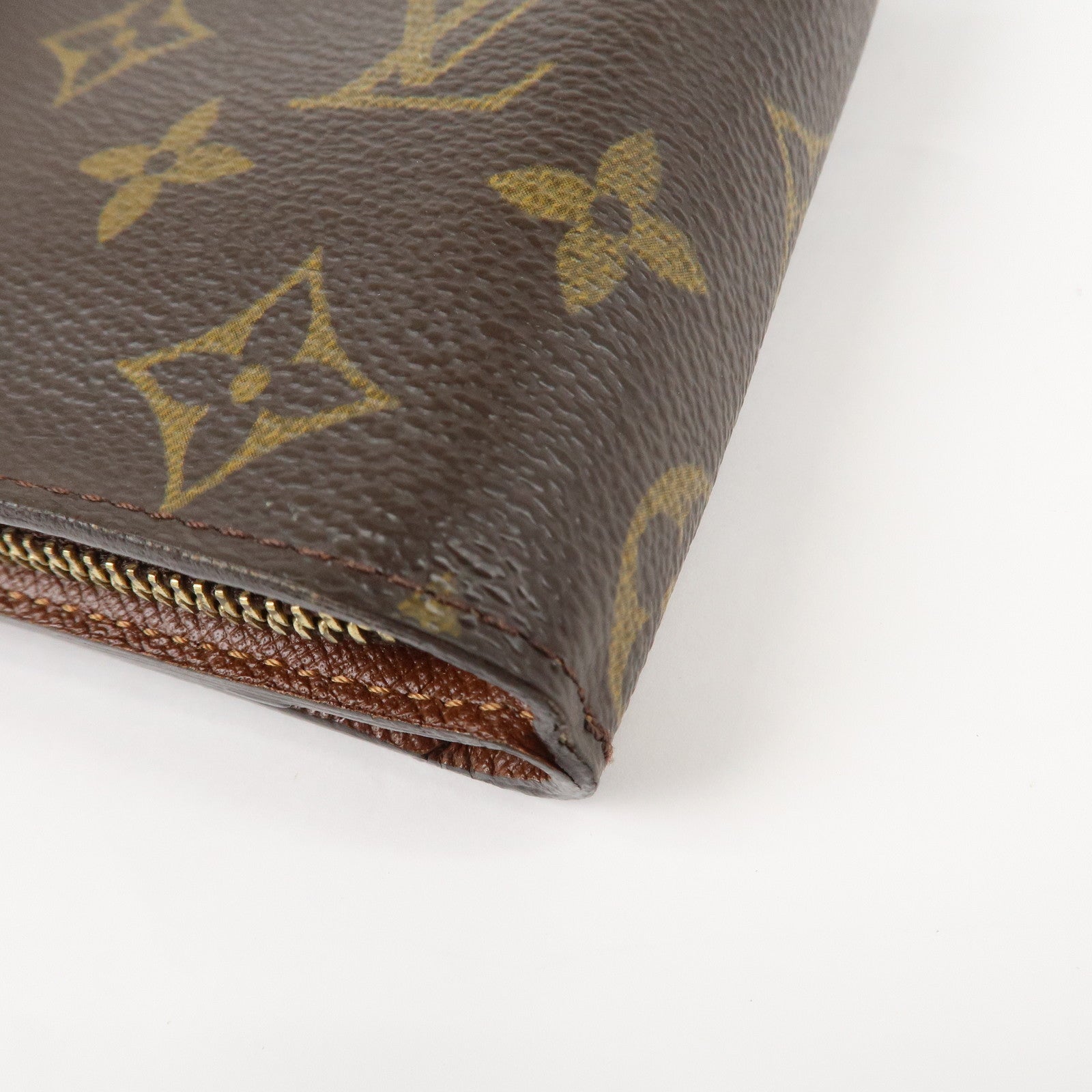 Louis Vuitton Monogram Compact Zip Small Wallet Brown M61667 Used