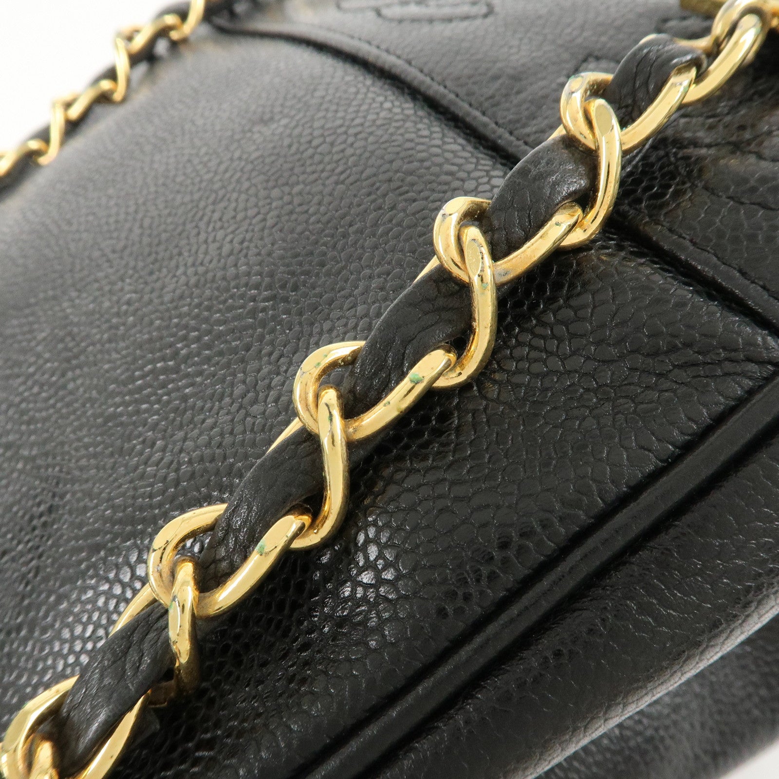 CHANEL Triple COCO Caviar Skin Chain Back Pack Black Gold