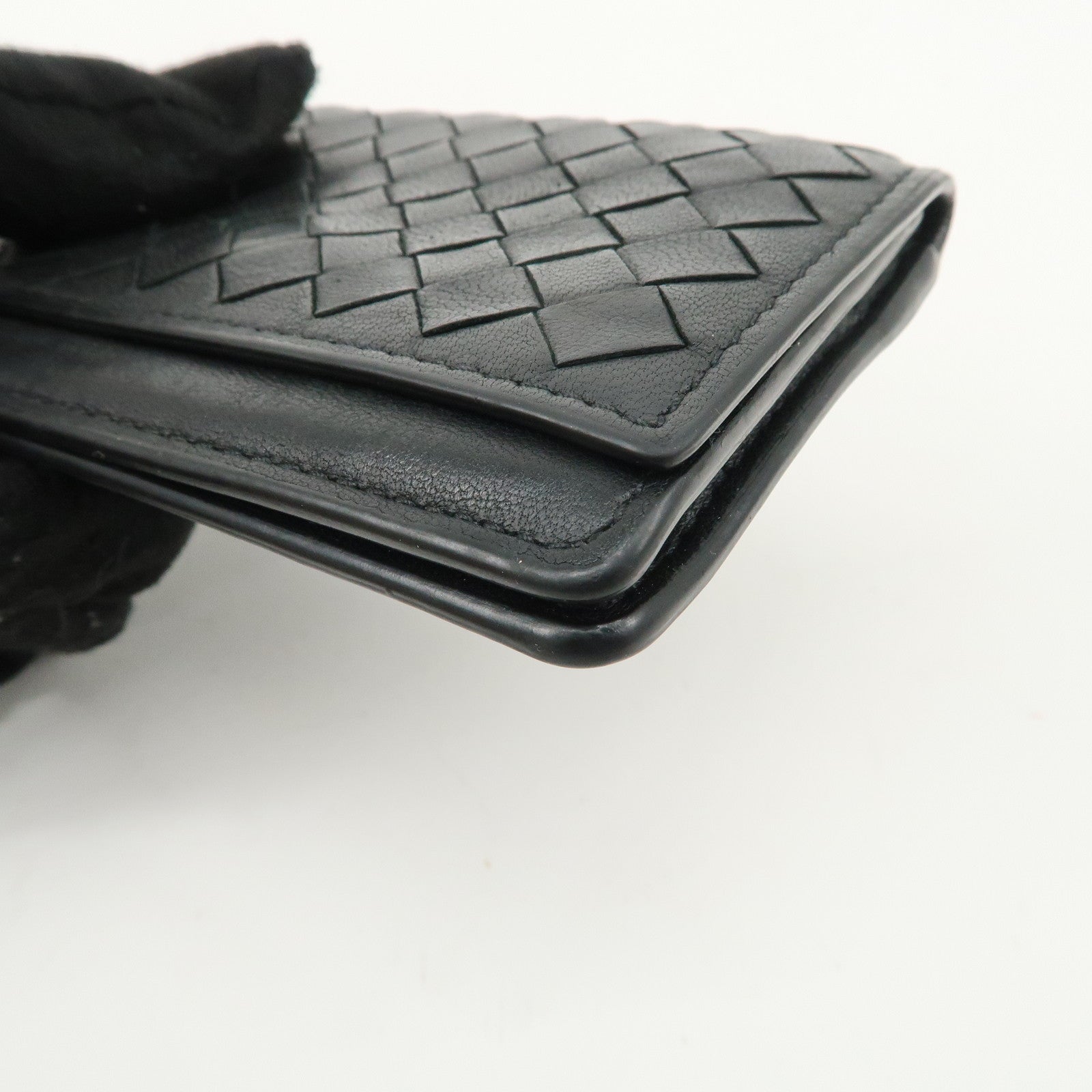 BOTTEGA VENETA Intrecciato Leather Card Case ID Case Black