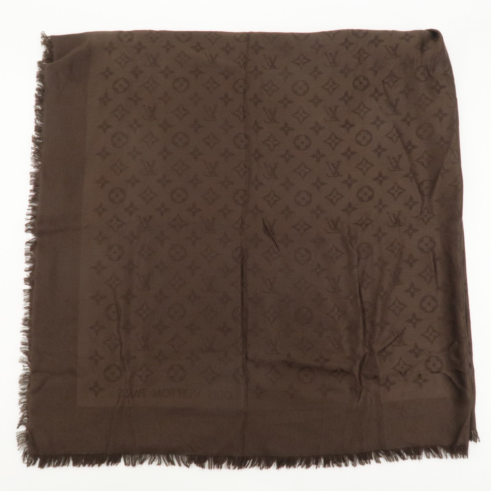 Louis Vuitton Monogram Silk Wool Stole Brown 402336 Used