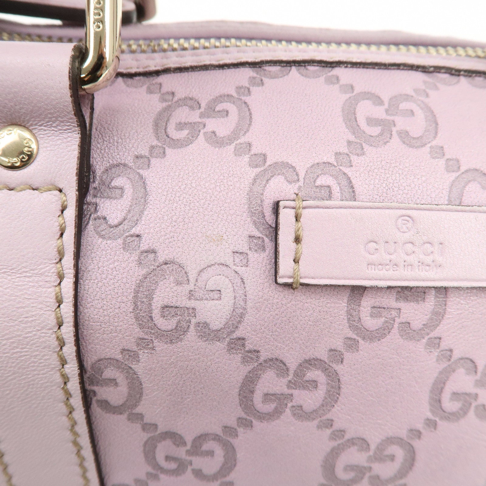 GUCCI Guccissima Leather Mini Boston Bag Light Purple 193604 Used