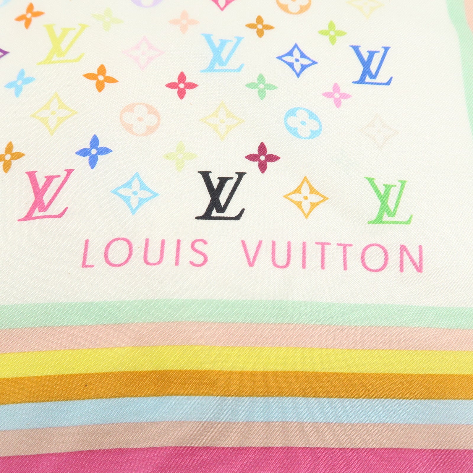 Louis Vuitton Monogram Multicolor Silk Scarf Blanc M71915 Used