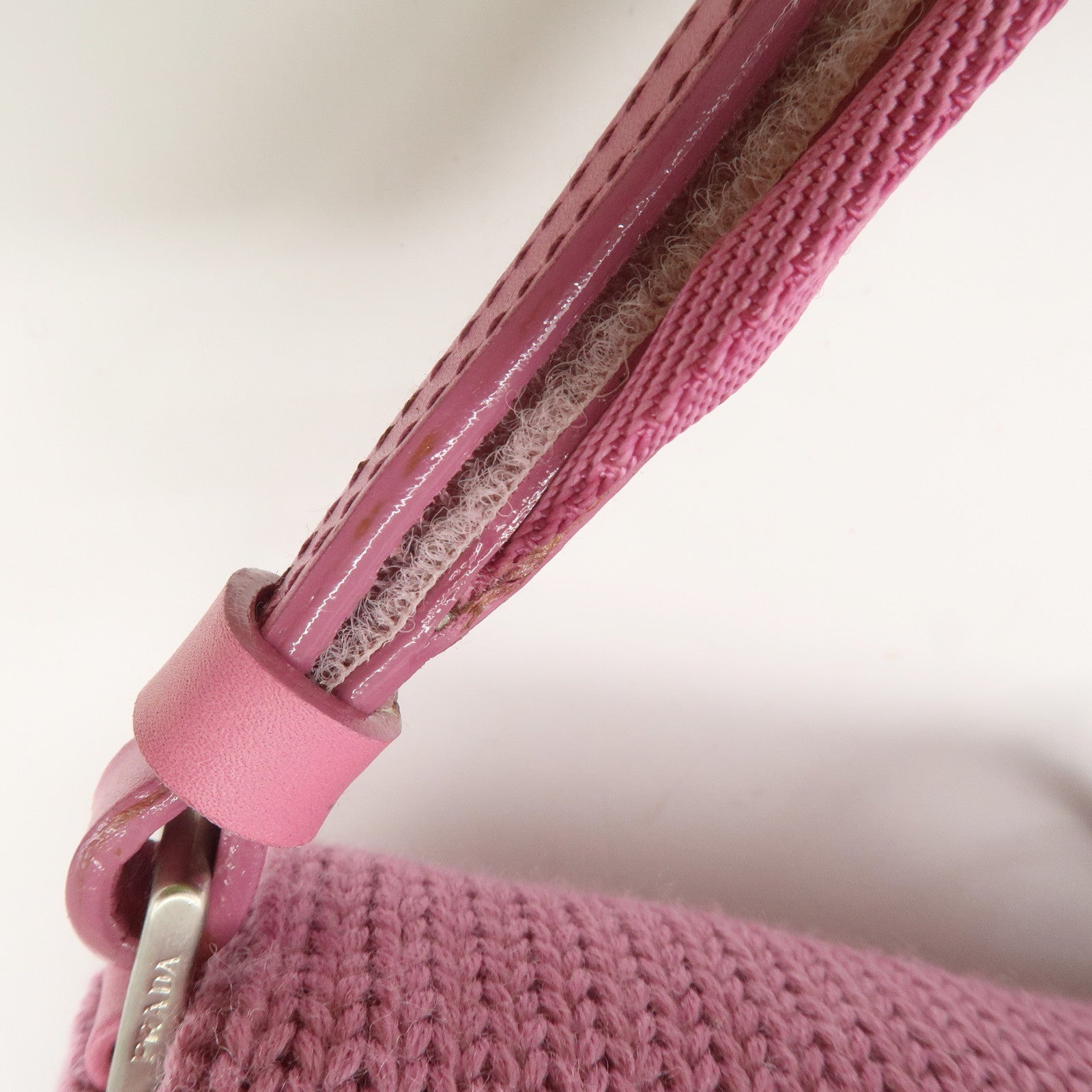 PRADA Wool Leather Shoulder Bag Lavender