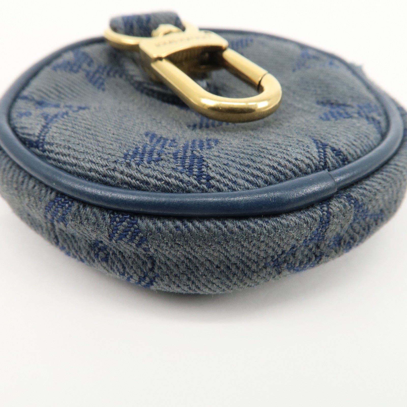 Louis Vuitton Monogram Denim Round Pouch Coin Case Blue M68290 Used