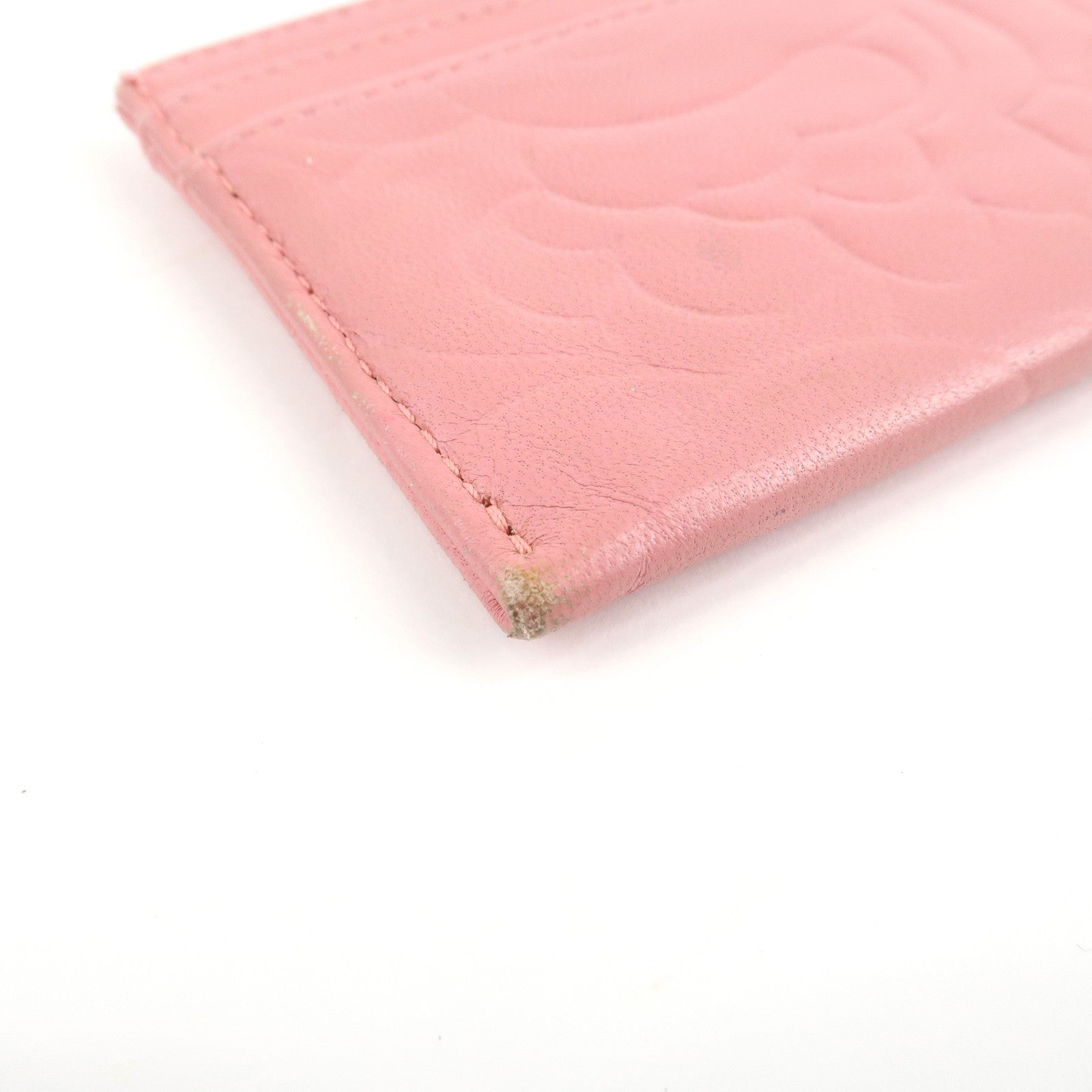 CHANEL Camelia Lamb Skin Card Case Pink A82286