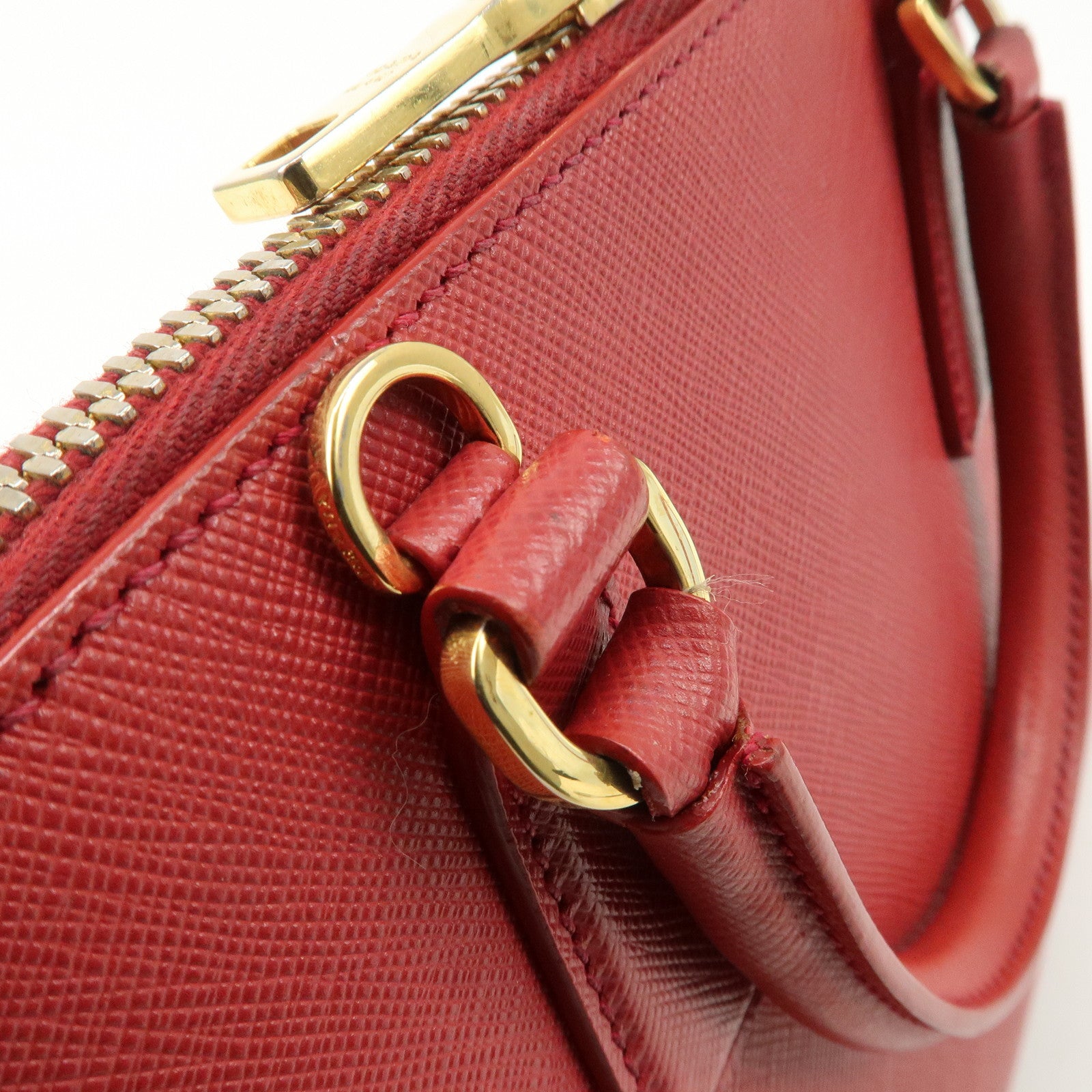 PRADA Promenade Saffiano Leather 2Way Shoulder Bag Red BL0838 Used