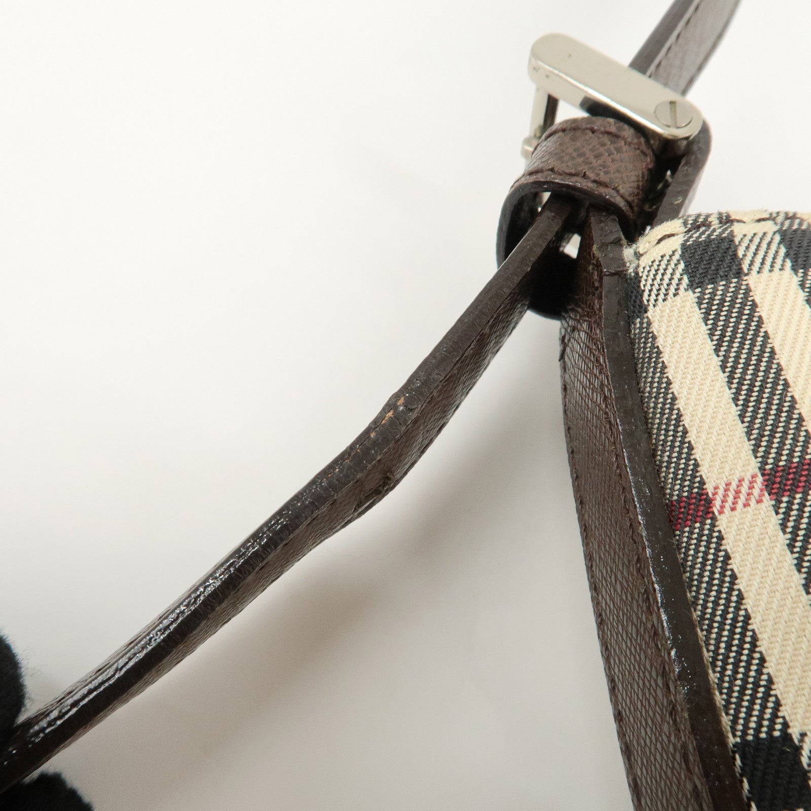 BURBERRY Canvas Leather Nova Plaid Semi Shoulder Bag