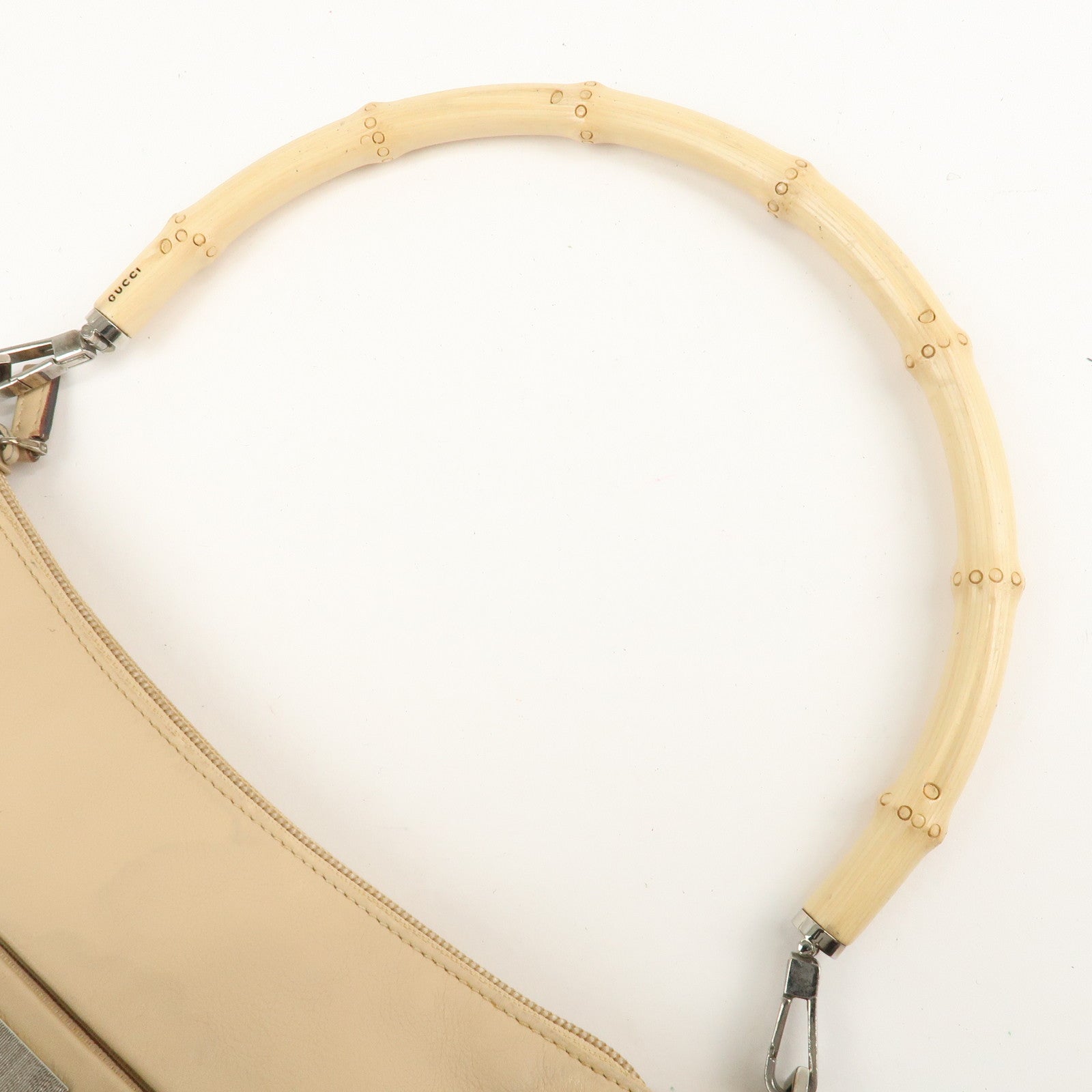 GUCCI Bamboo Leather Shoulder Bag Beige 001.3865 Used