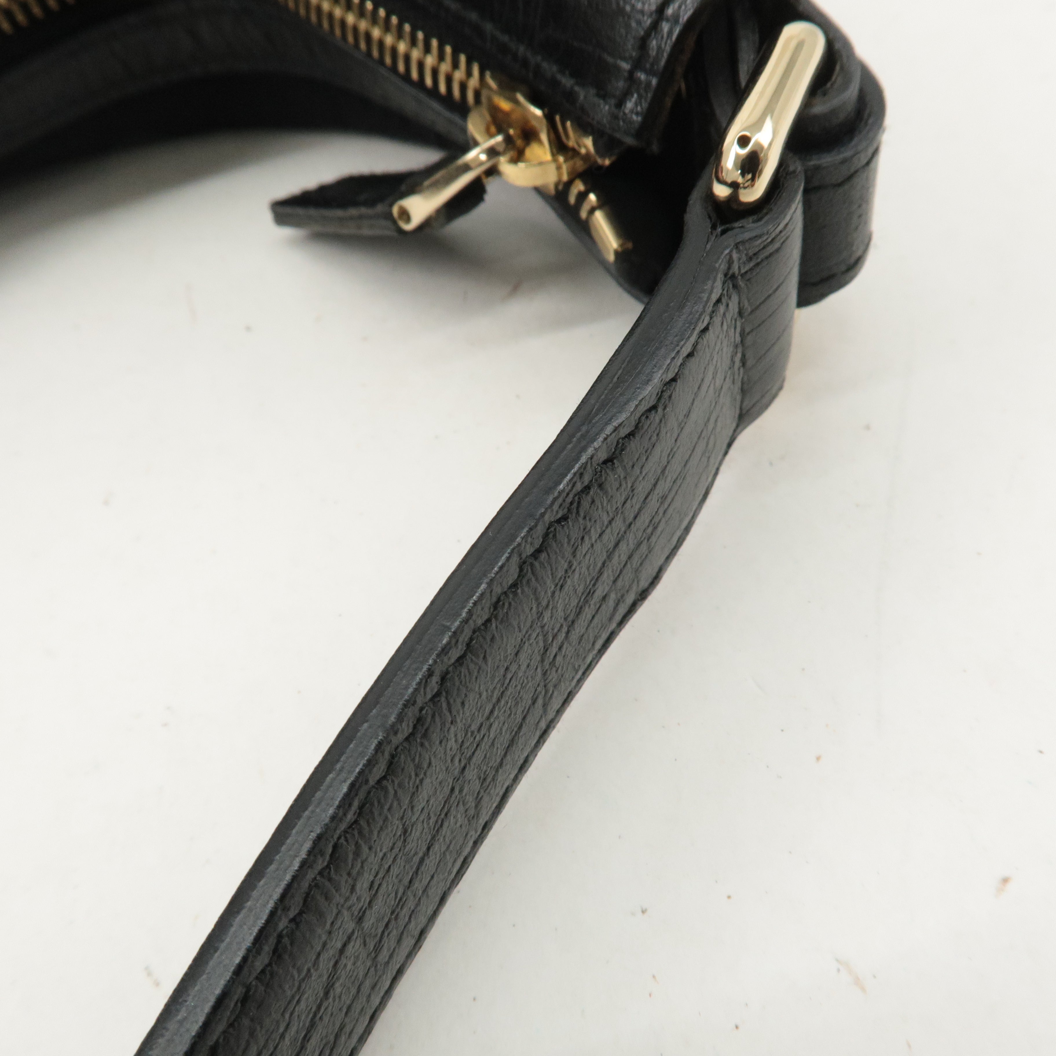 GUCCI Horsebit GG Canvas Leather Shoulder Bag Black 131026