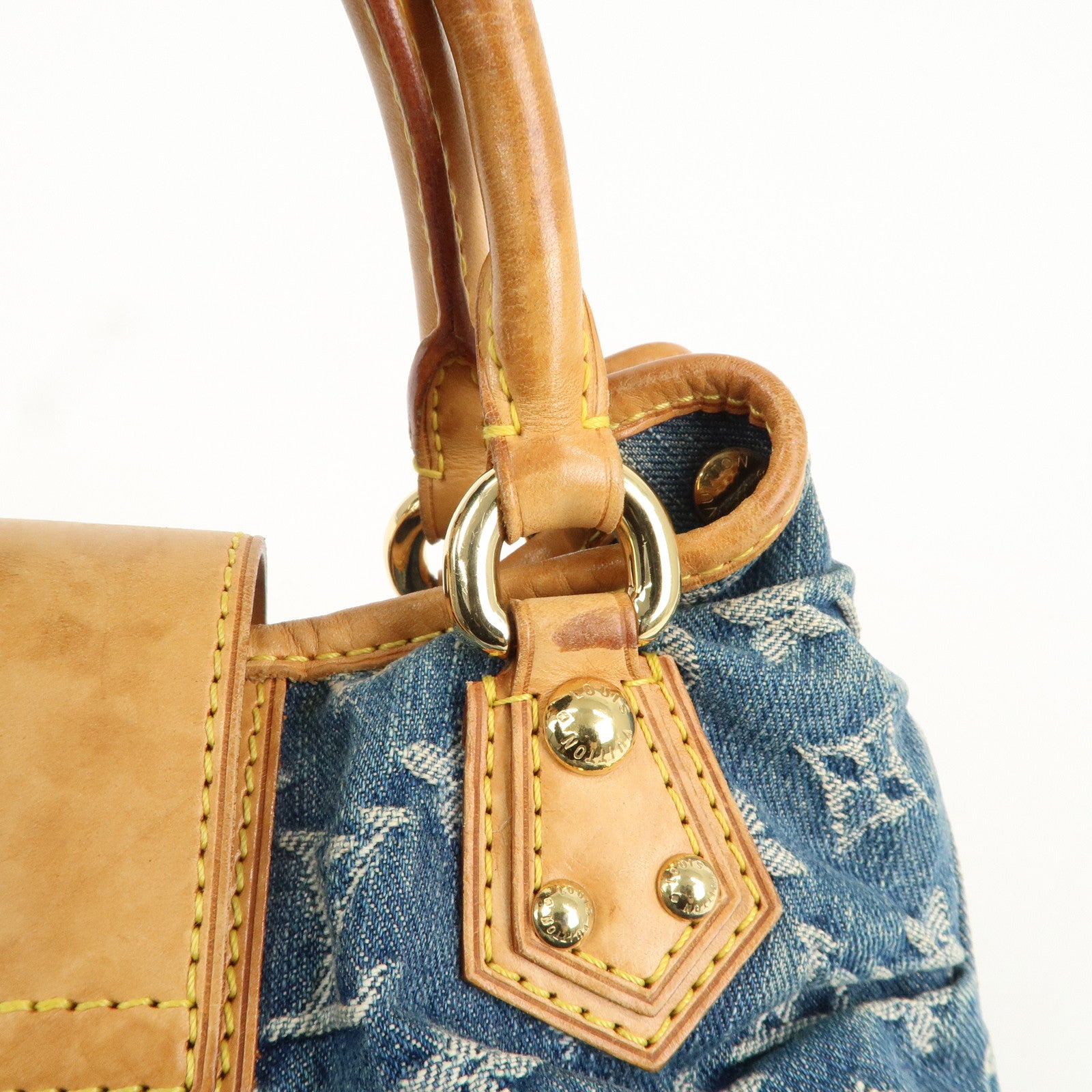 Louis Vuitton Monogram Denim Pleaty Hand Bag Blue M95020