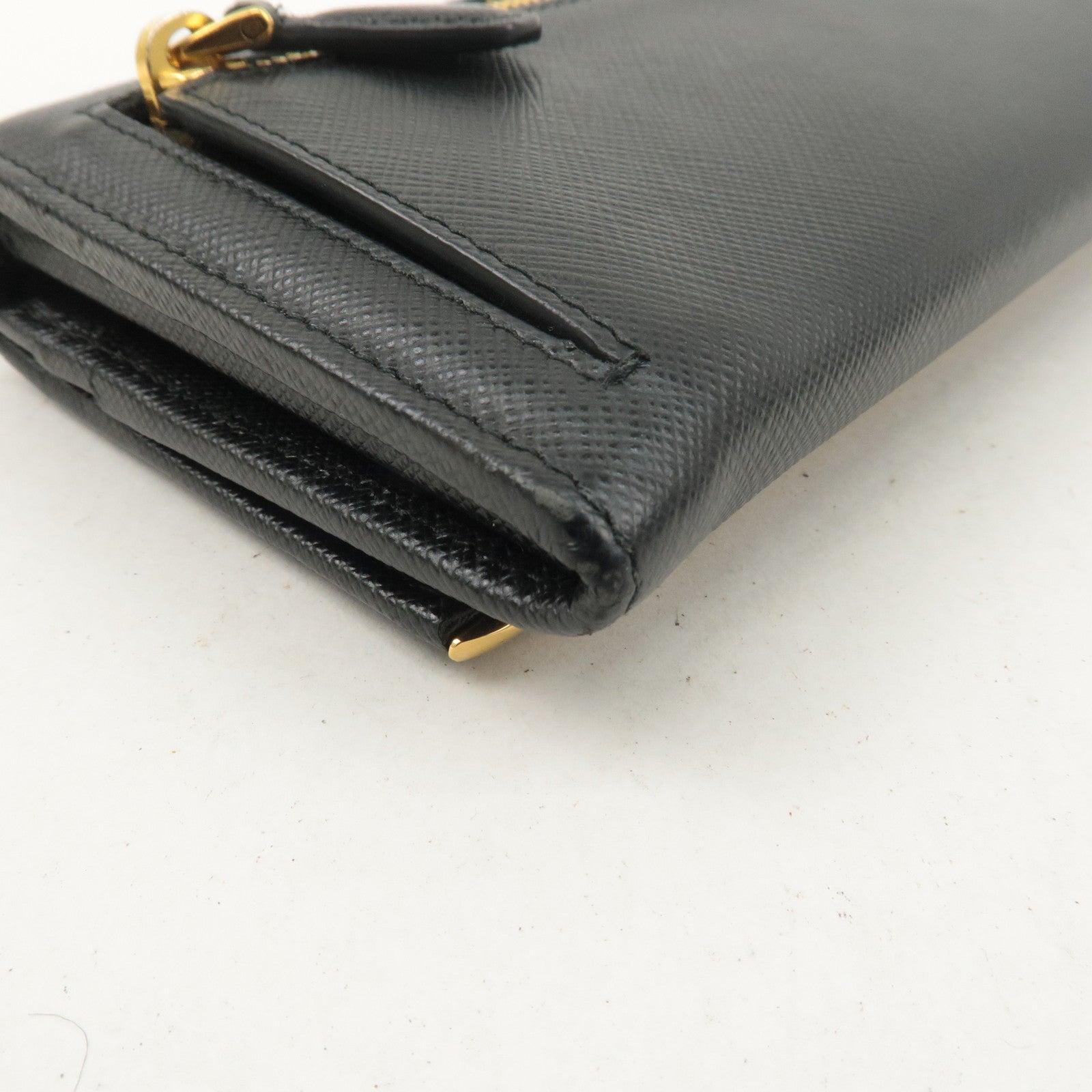 PRADA Saffiano Leather Bi-fold Long Wallet Black 1MH132