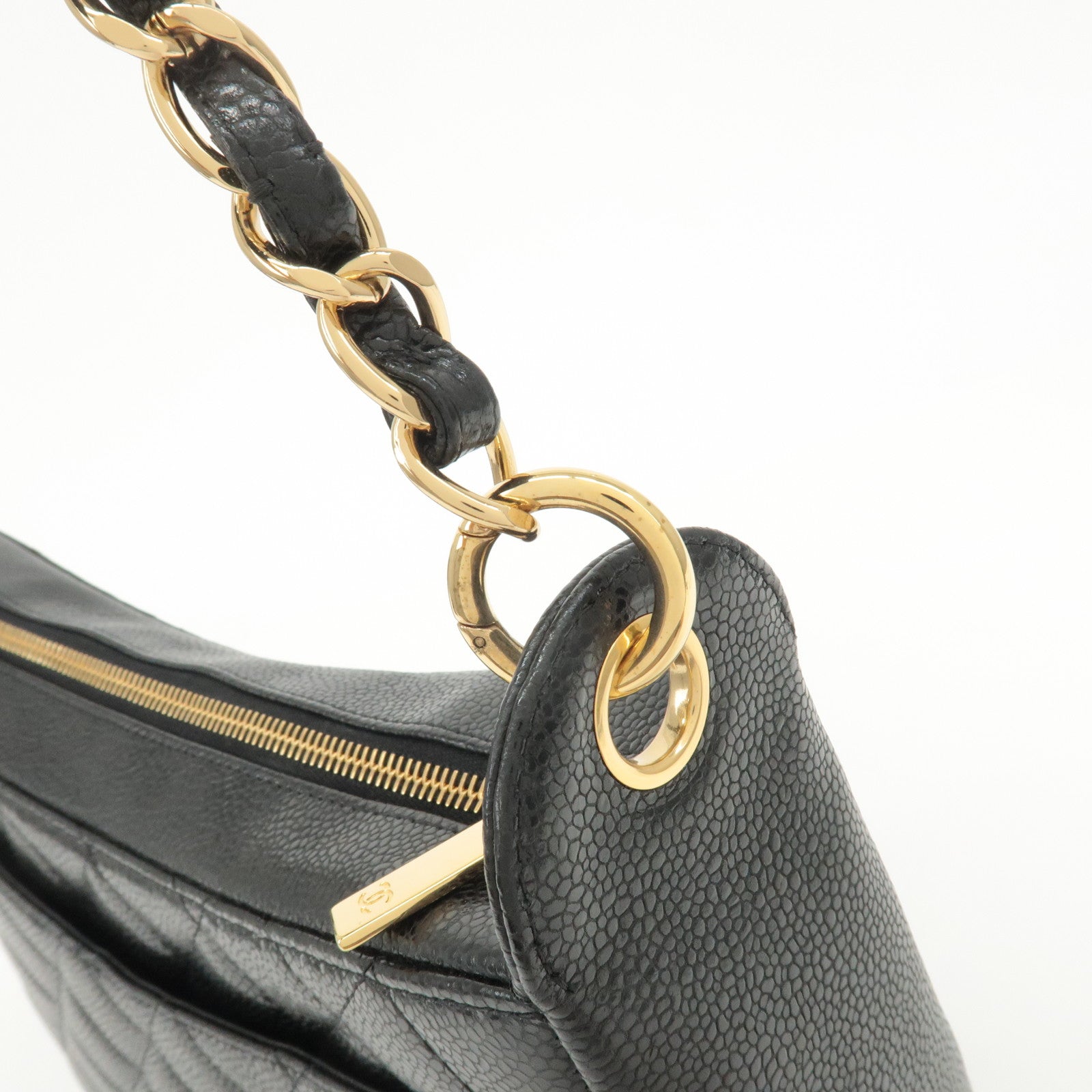 CHANEL Matelasse Caviar Skin Chain Shoulder Bag Black A20993 Used