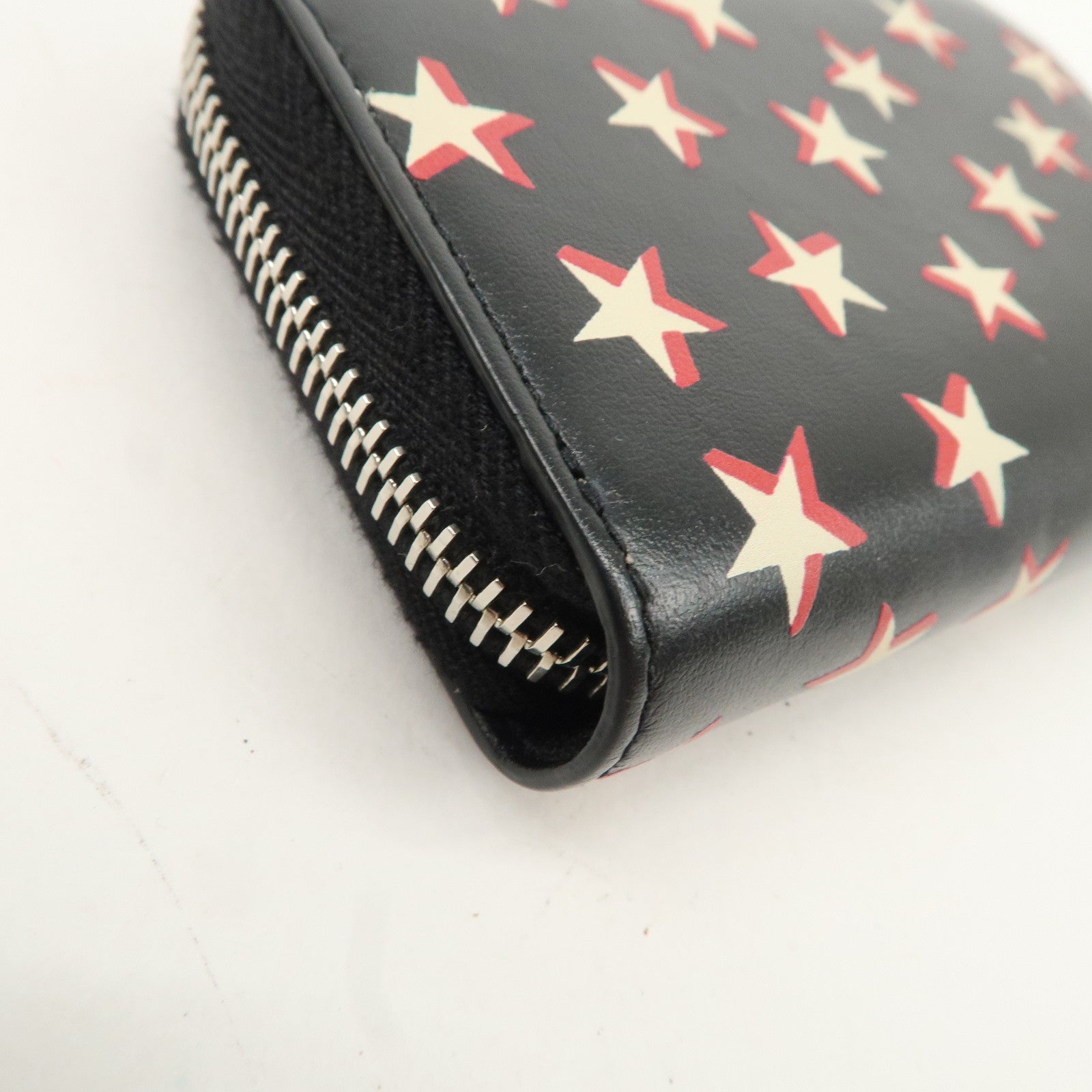 Saint Laurent Paris Leather Coin Case Case Star Print Black