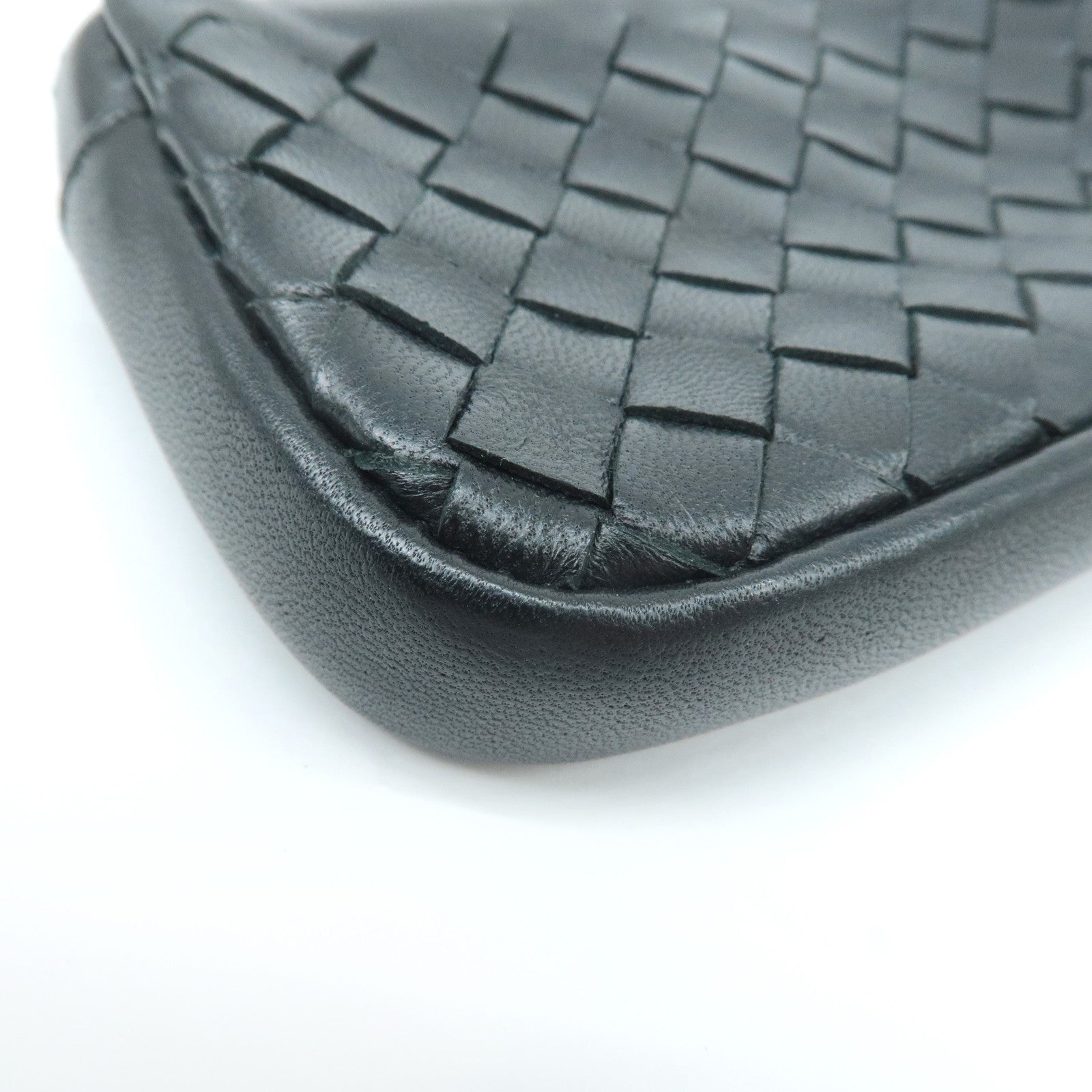 BOTTEGA VENETA Intrecciato Leather Coin Case Black 233808