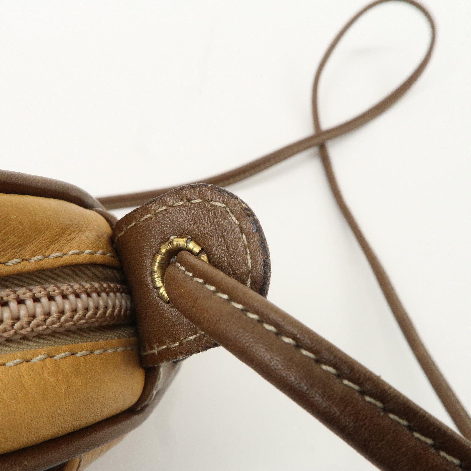 LOEWE Anagram Leather Shoulder Bag Brown Gold Hardware Used