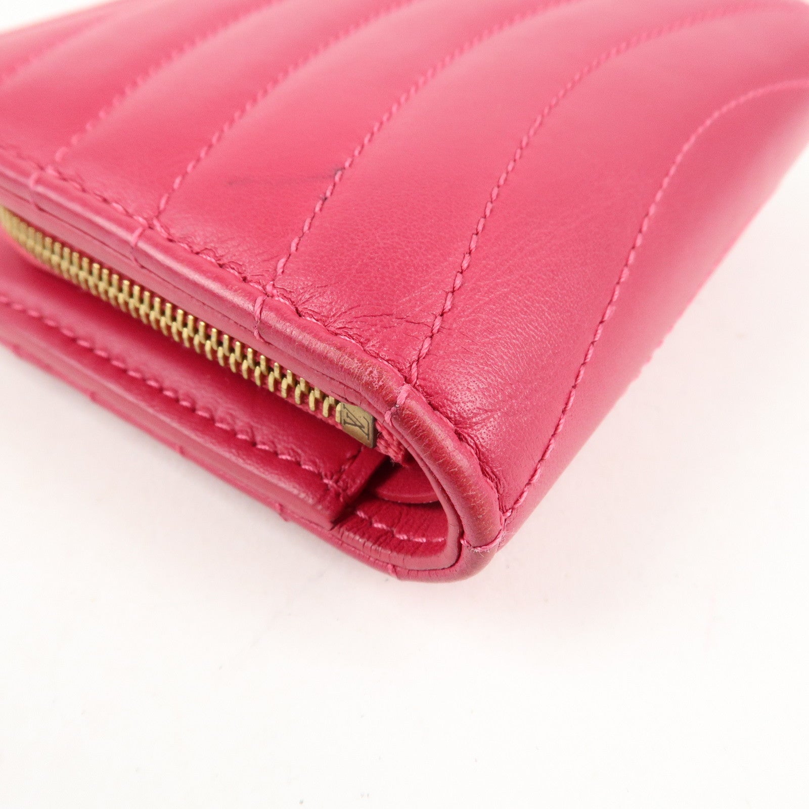 Louis Vuitton New Wave Leather Bi-Fold Compact Wallet Freesia Pink