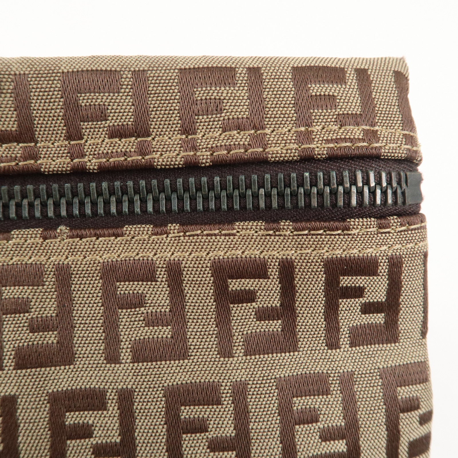 FENDI Set of 2  Zucchino Canvas Leather Pouch 7N0013 7N0037