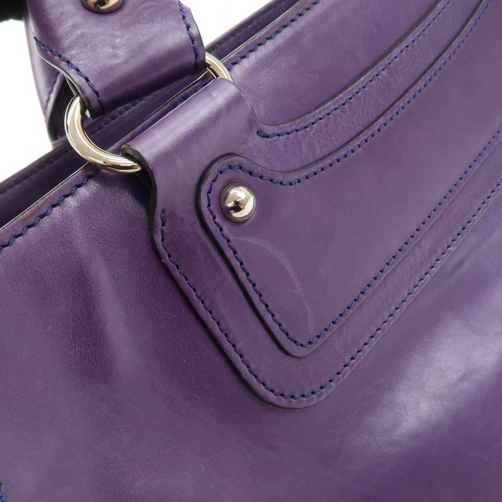 CELINE Leather Boogie Bag Hand Bag Purple