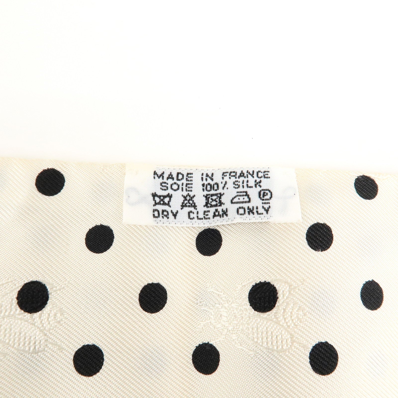 HERMES Silk 100% Maxi Twilly Dot Bee White Black Used